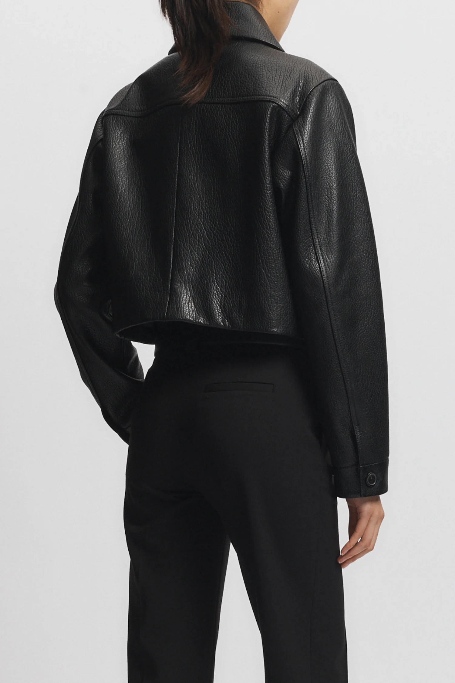 Lomand Crinkle Leather Jacket, Black 3 Lomand Crinkle Leather Jacket, Black