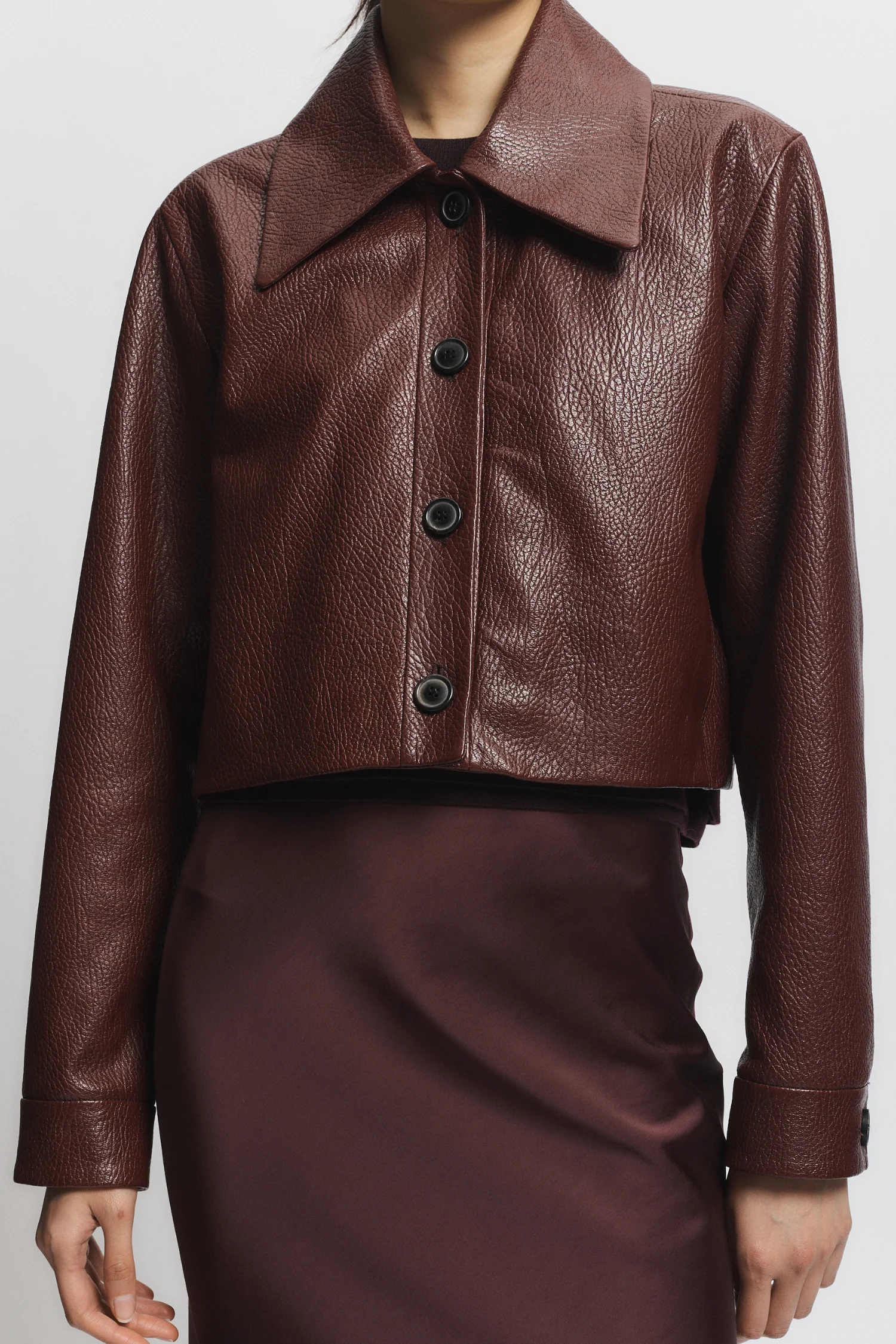 Lomand Crinkle Leather Jacket, Burgundy 3 Lomand Crinkle Leather Jacket, Burgundy