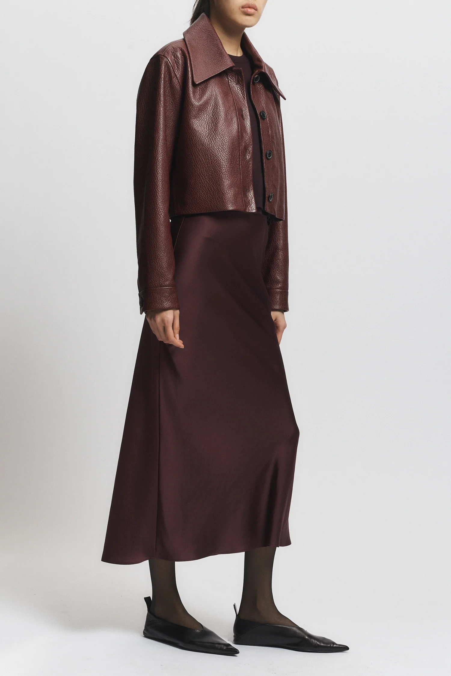 Lomand Crinkle Leather Jacket, Burgundy 4 Lomand Crinkle Leather Jacket, Burgundy