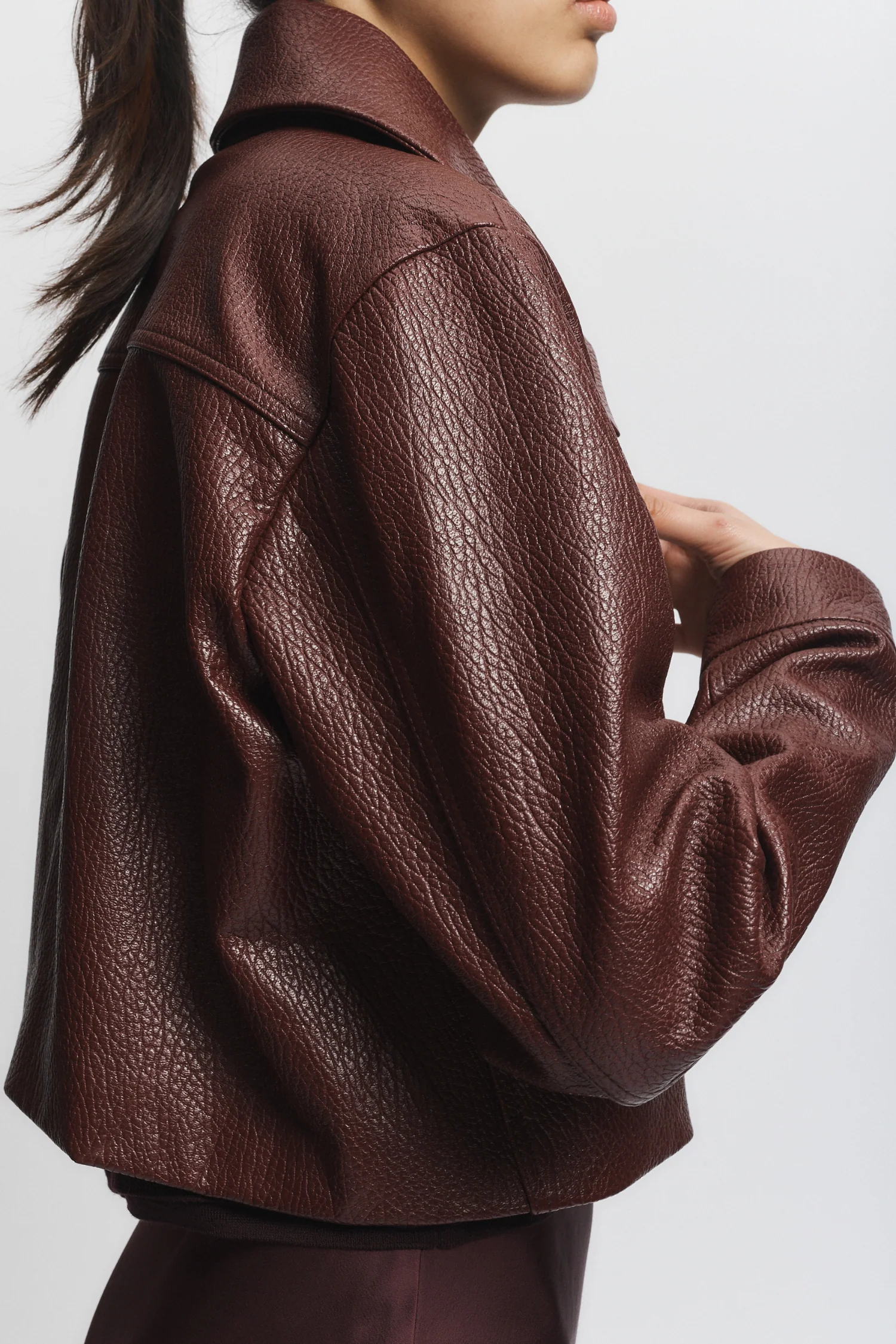 Lomand Crinkle Leather Jacket, Burgundy 6 Lomand Crinkle Leather Jacket, Burgundy