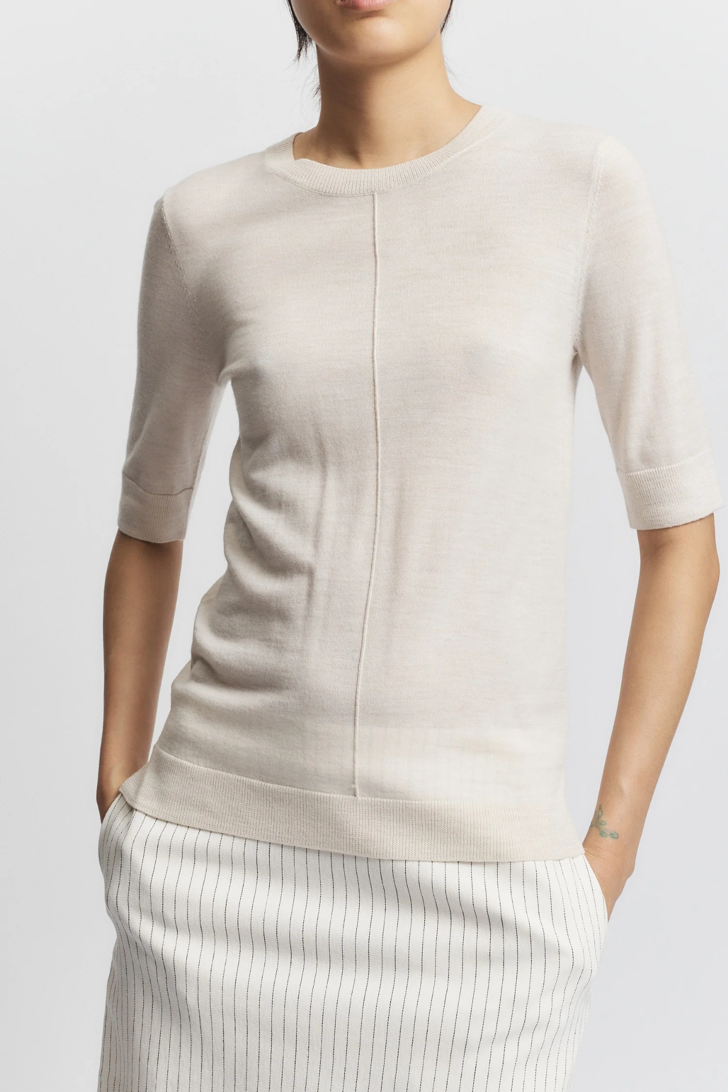 Lucia Short Sleeve Sweater, Ivory 3 Lucia Short Sleeve Sweater, Ivory