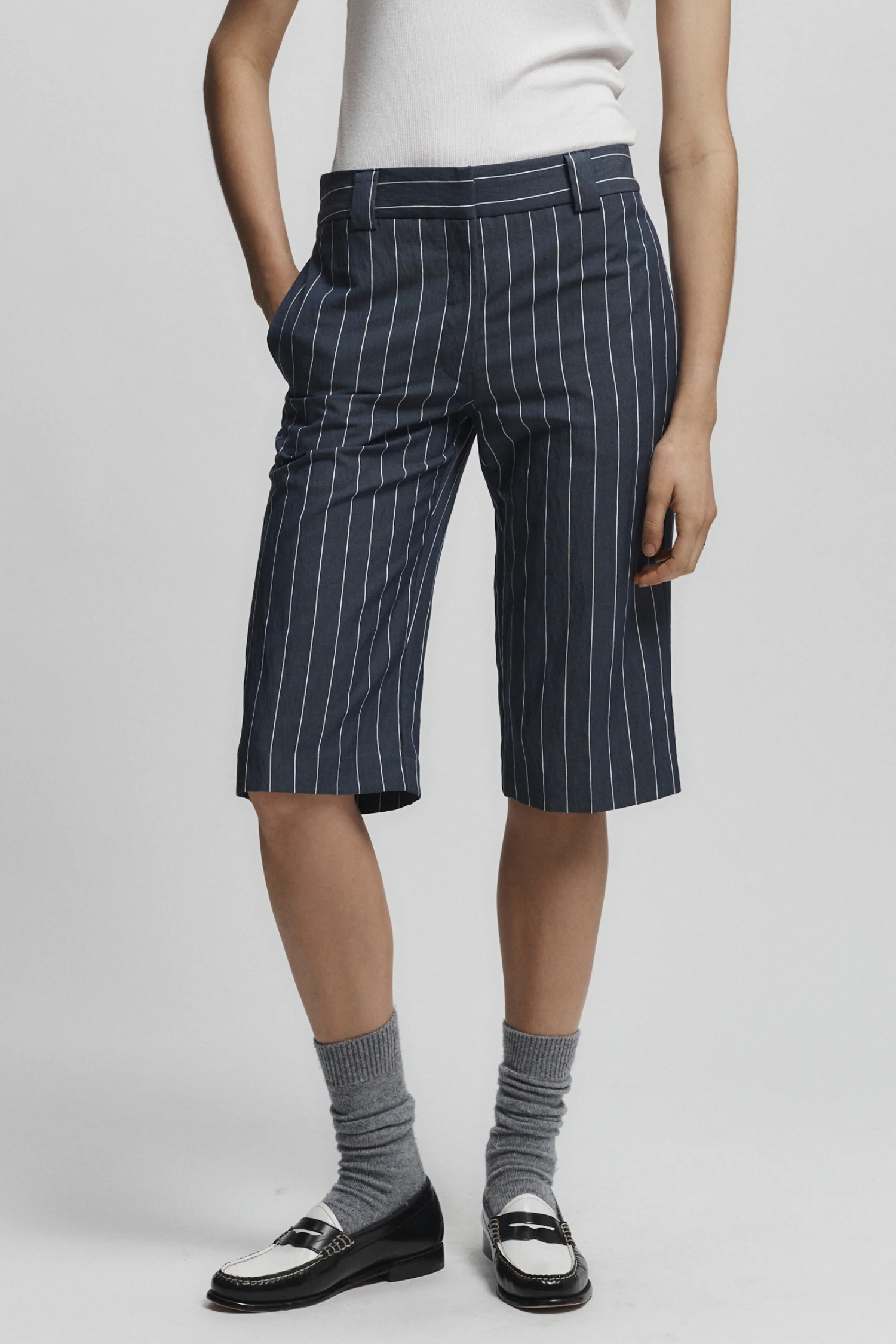 Lucian Pinstripe Short, Navy 3 Lucian Pinstripe Short, Navy
