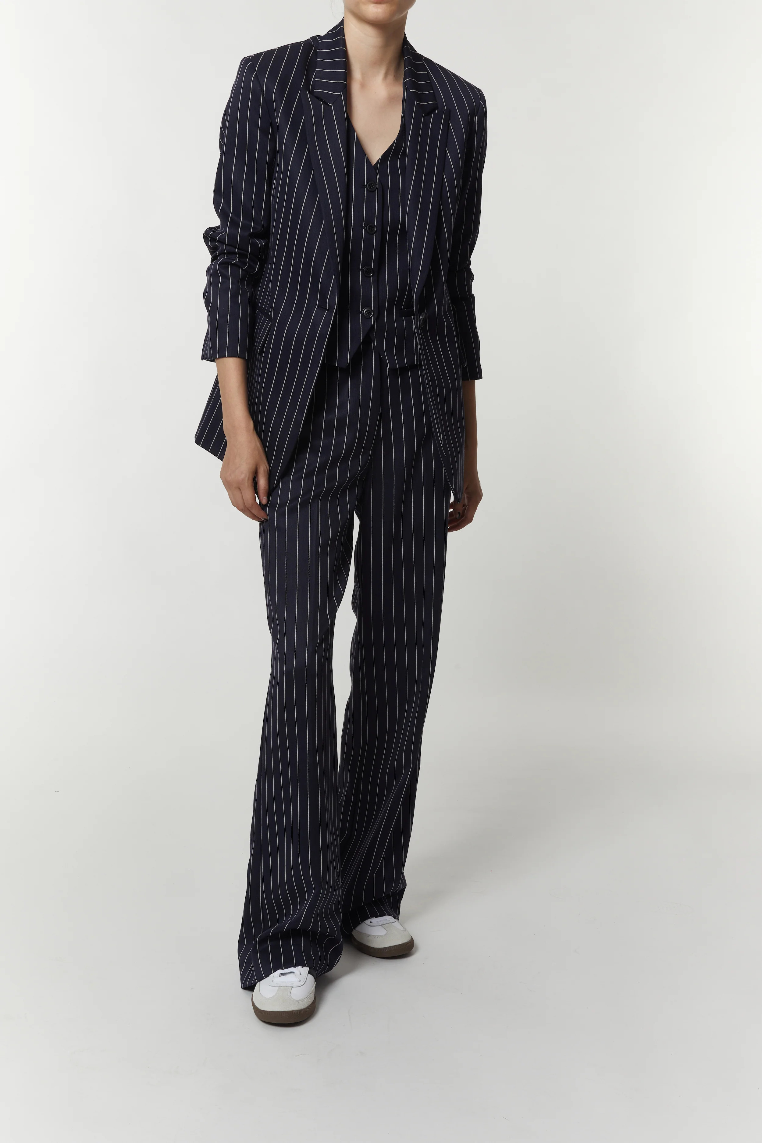 Lucy Mid-rise Relaxed Fit Pinstripe Trousers, Navy Pinstripe 4 Lucy Mid-rise Relaxed Fit Pinstripe Trousers, Navy Pinstripe