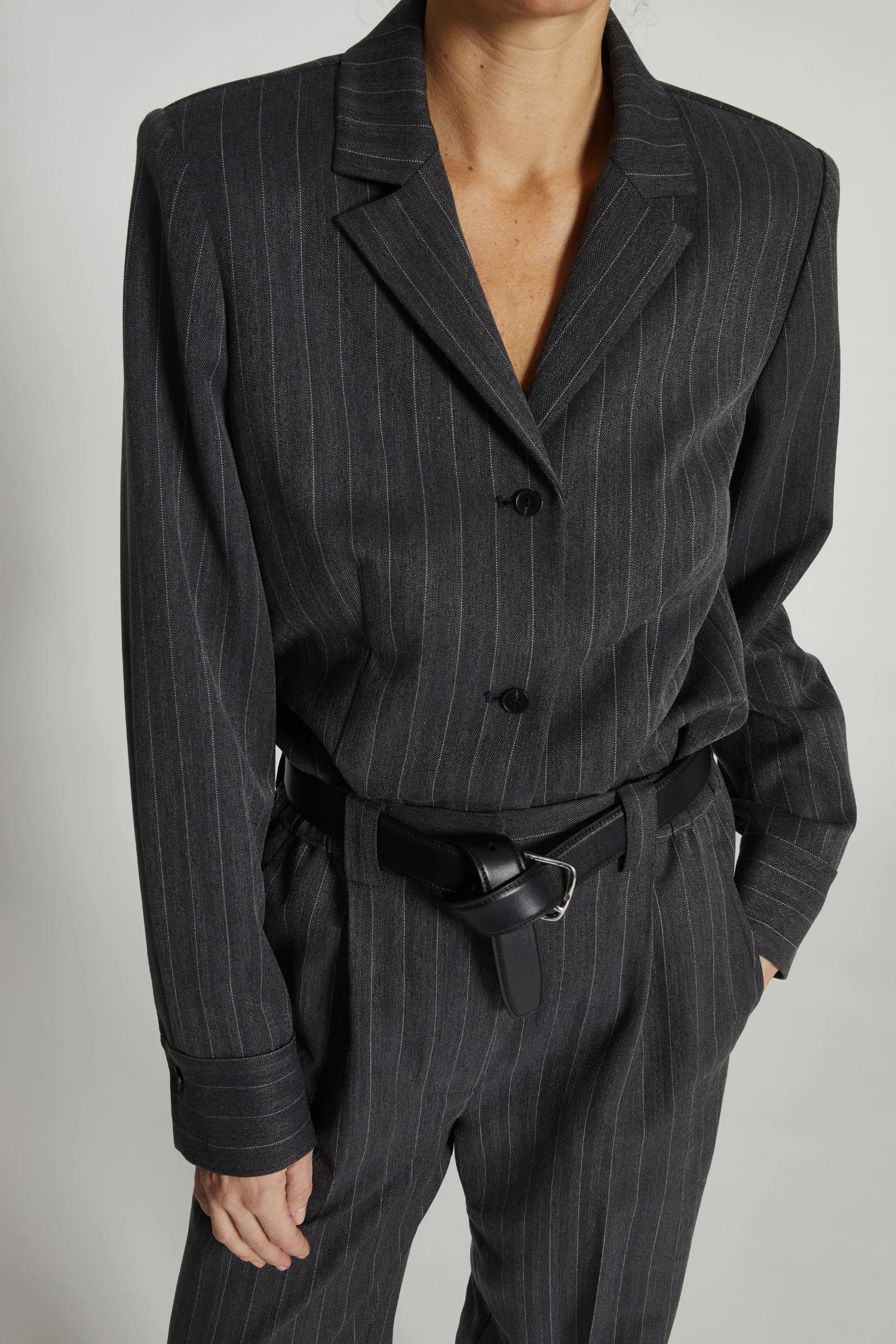 Lyon Pinstripe Blouse, Grey 3 Lyon Pinstripe Blouse, Grey