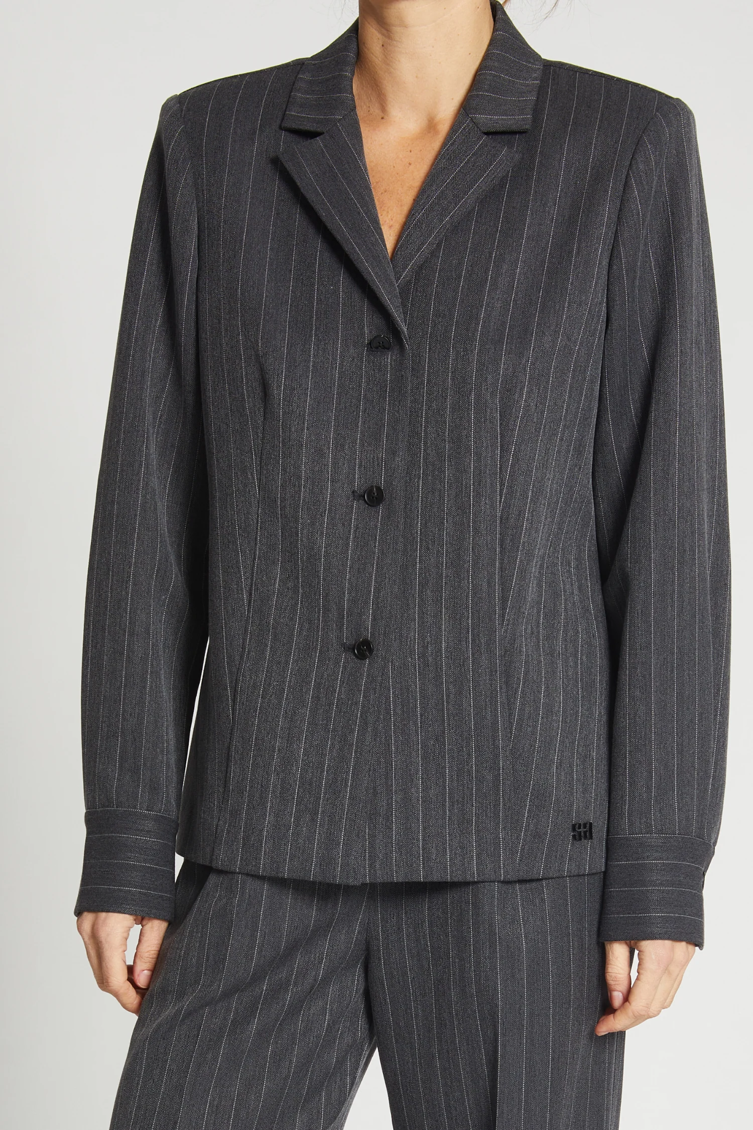 Lyon Pinstripe Blouse, Grey 6 Lyon Pinstripe Blouse, Grey