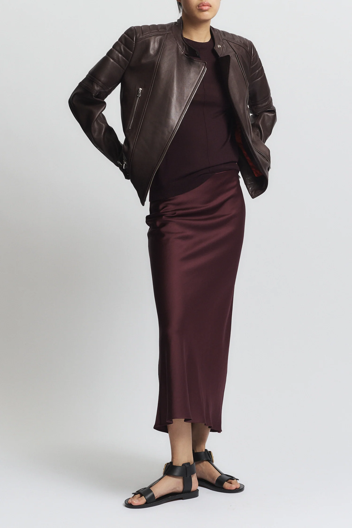 Marcos Leather Moto Jacket, Burgundy 3 Marcos Leather Moto Jacket, Burgundy