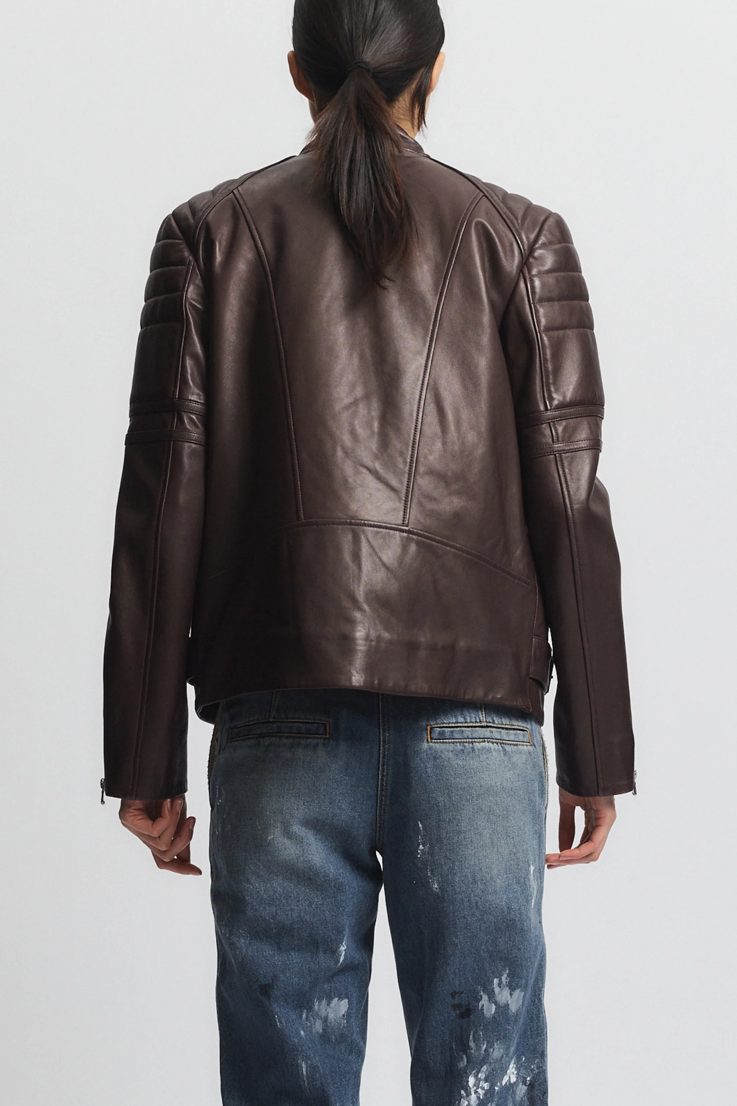 Marcos Leather Moto Jacket, Burgundy 4 Marcos Leather Moto Jacket, Burgundy