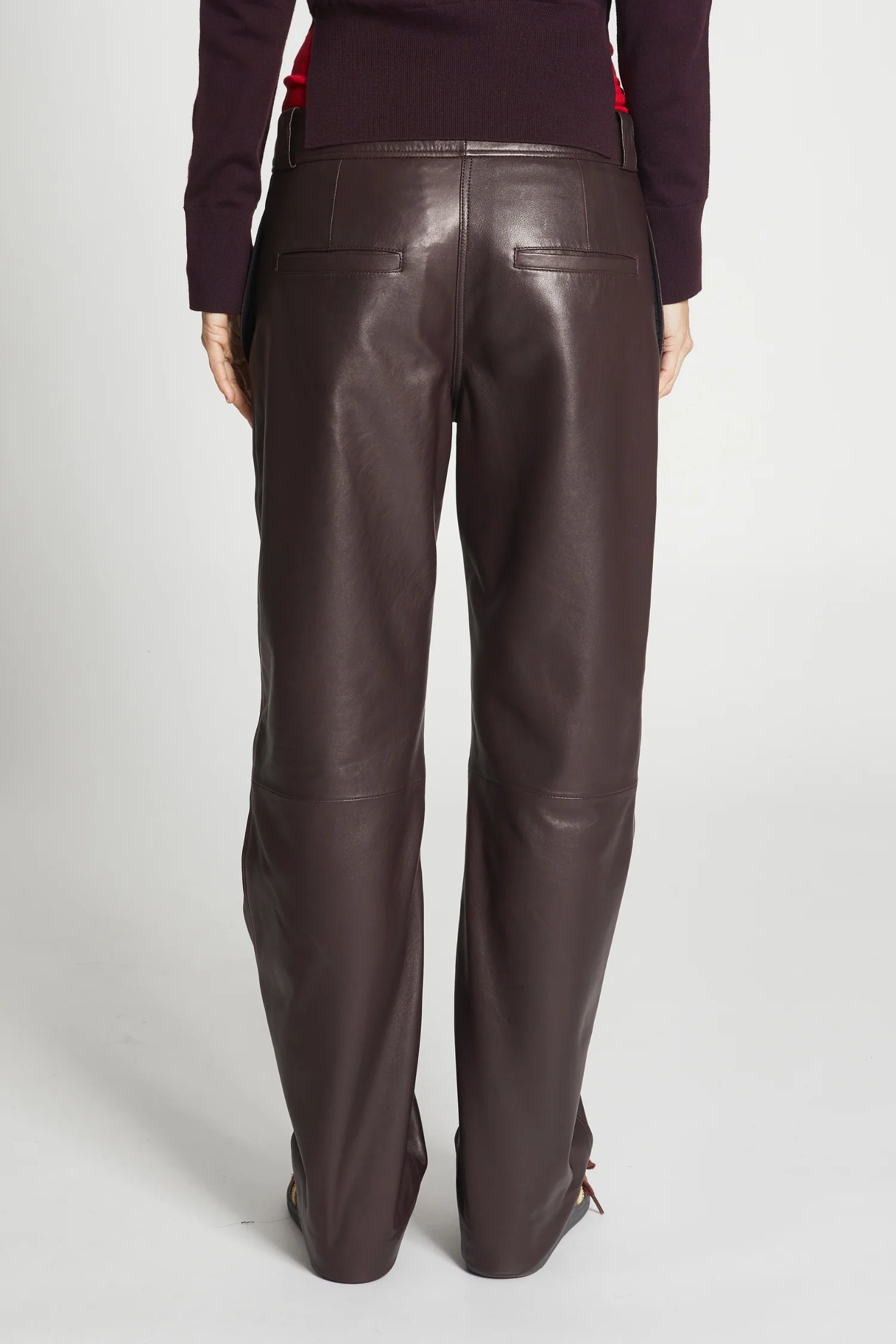 Nessa Leather Pant, Burgundy 4 Nessa Leather Pant, Burgundy
