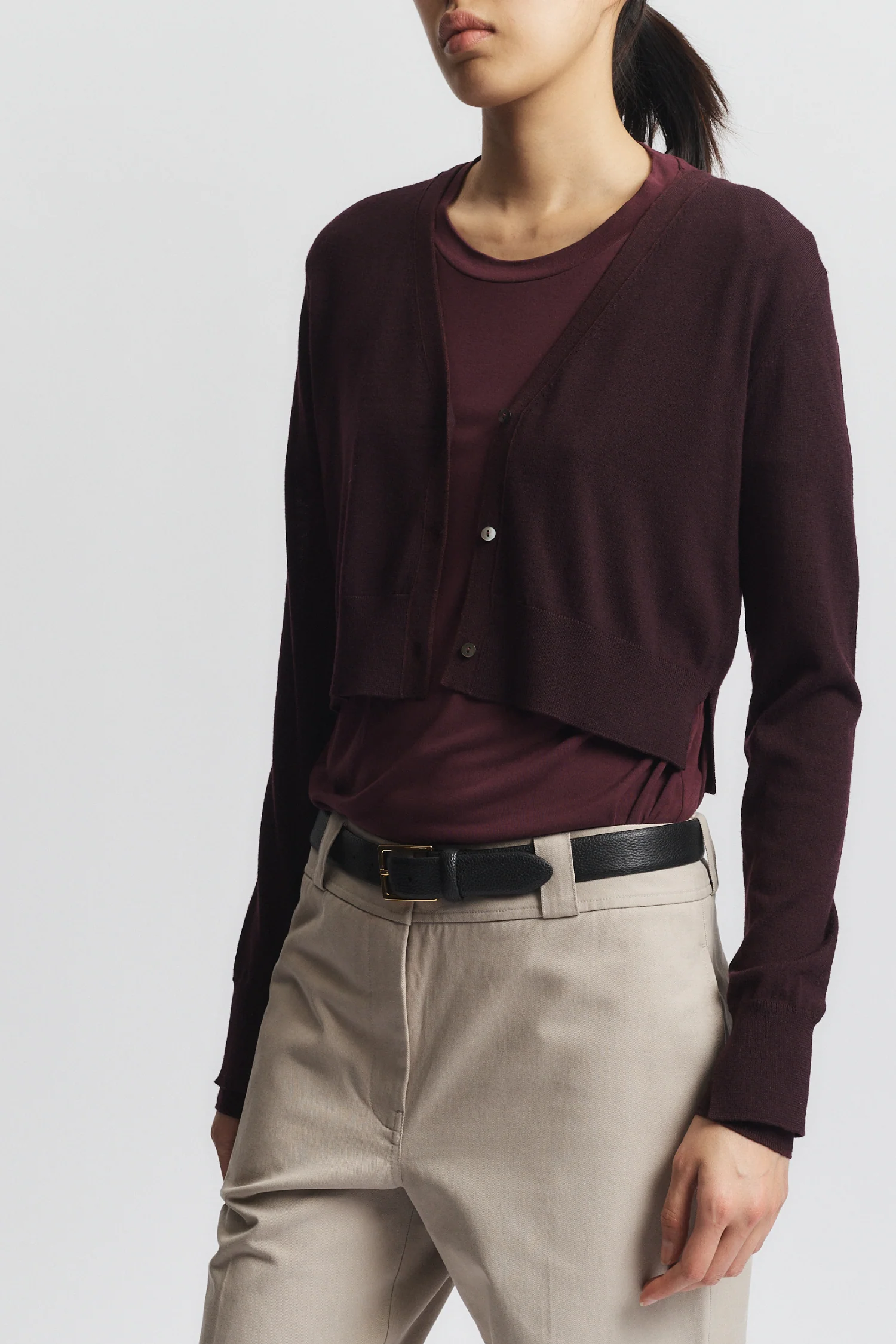 Nixon Cropped Cardigan, Grape 7 Nixon Cropped Cardigan, Grape