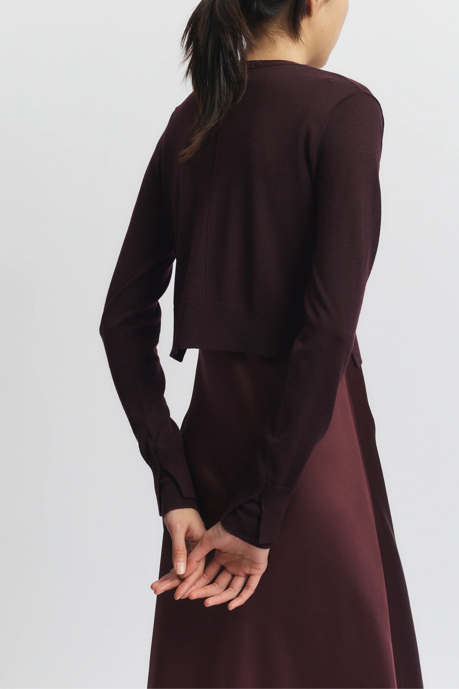 Nixon Cropped Cardigan, Grape 8 Nixon Cropped Cardigan, Grape