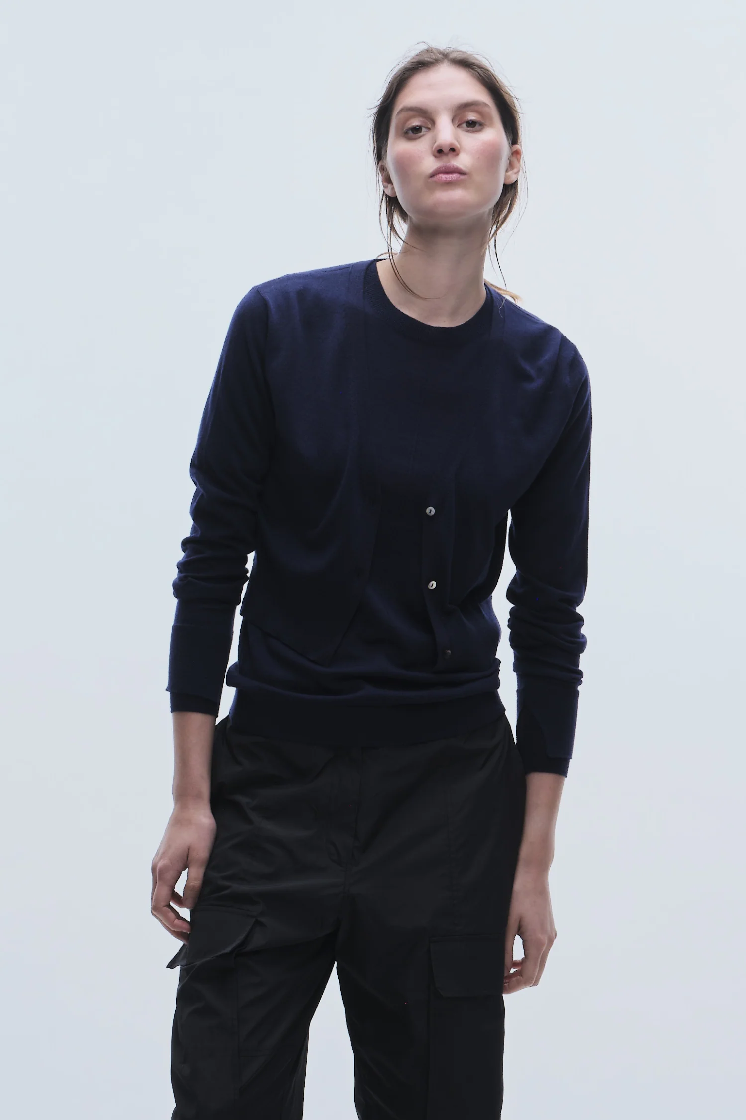 Nixon Cropped Cardigan, Navy