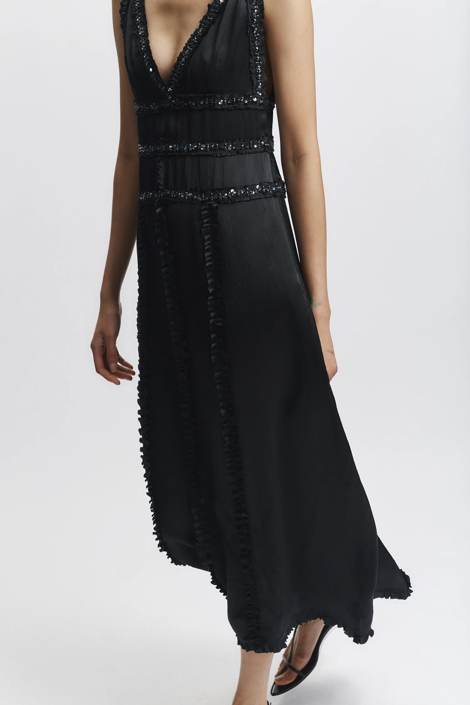 Nola Embellished Silk Dress, Black