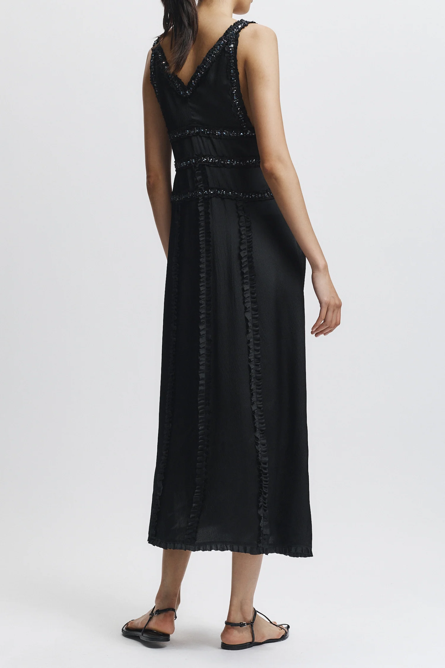 Nola Embellished Silk Dress, Black