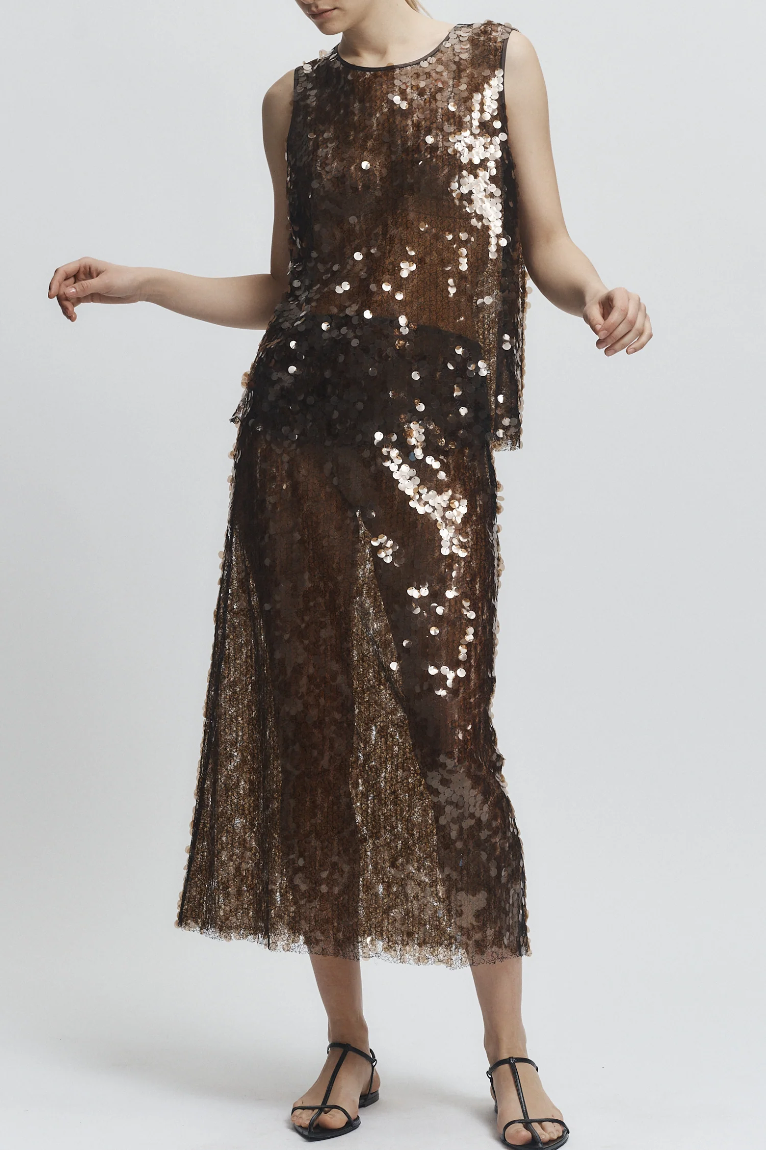 Briar Sequin Mesh Top, Toast