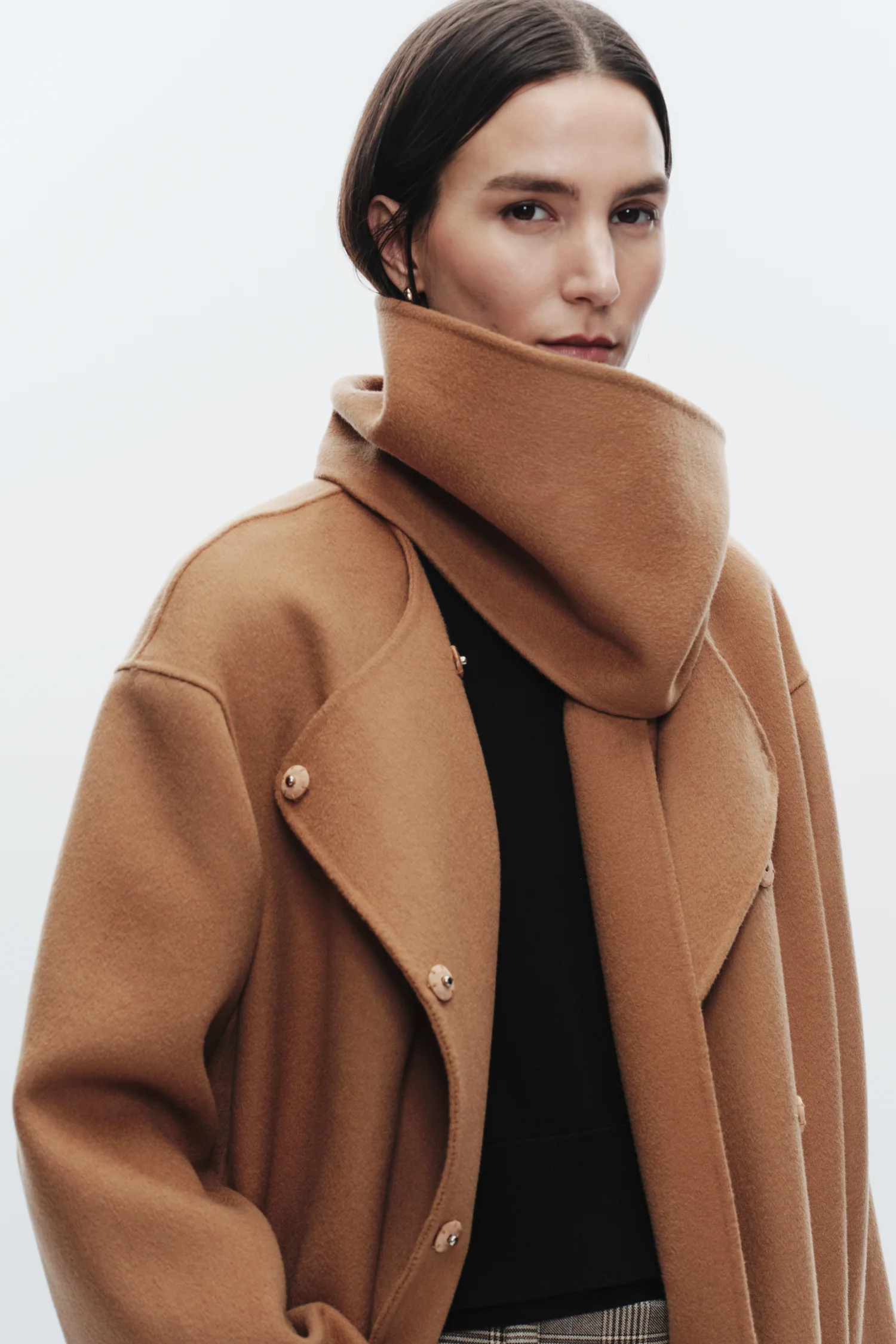 Orla Wool Scarf Coat, Camel