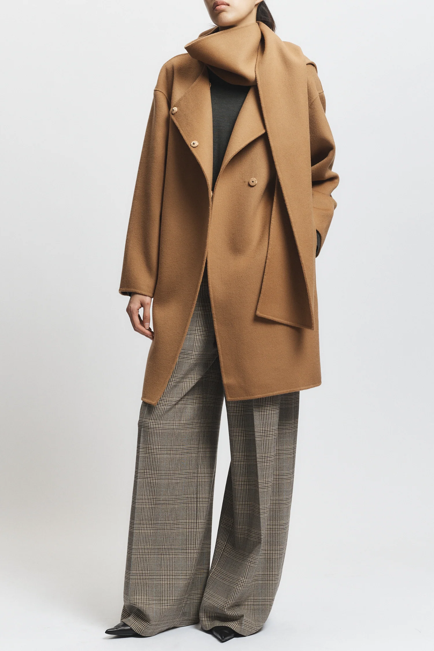 Orla Wool Scarf Coat, Camel