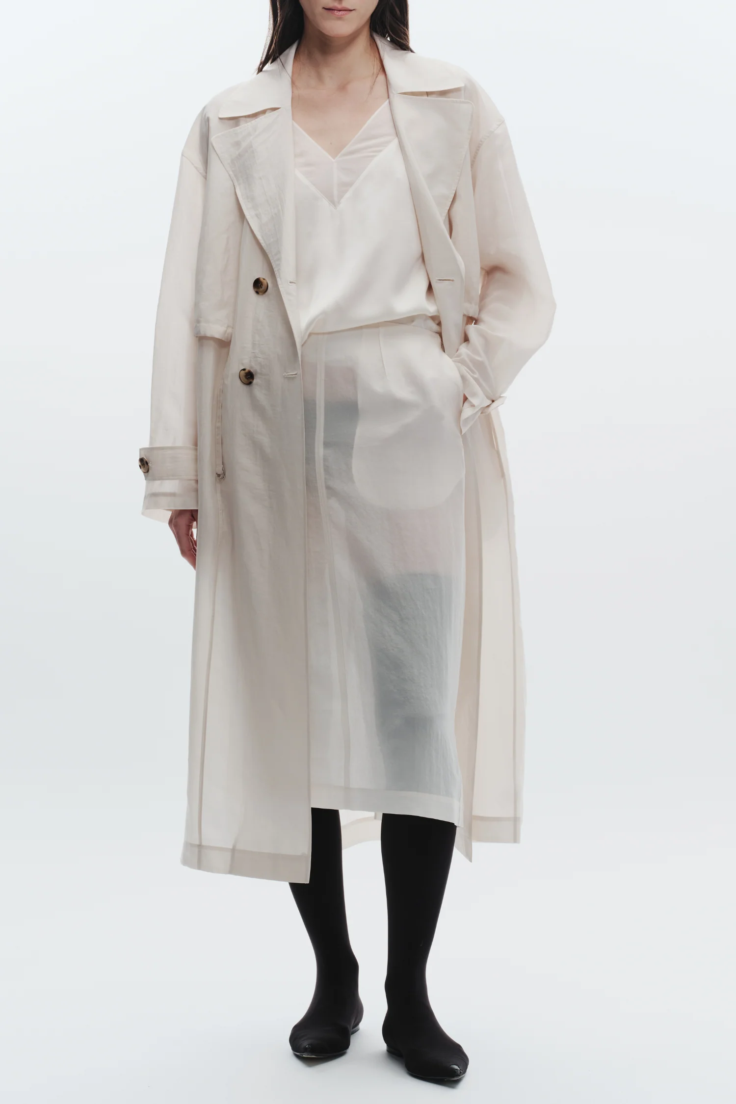 Osman Sheer Oversized Trench, Straw