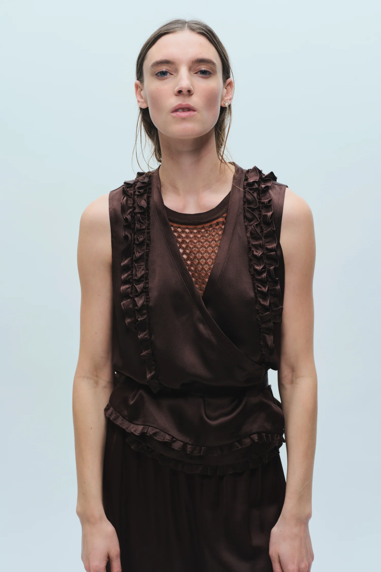 Perla Open Weave Tank, Brown/Ginger 3 Perla Open Weave Tank, Brown/Ginger