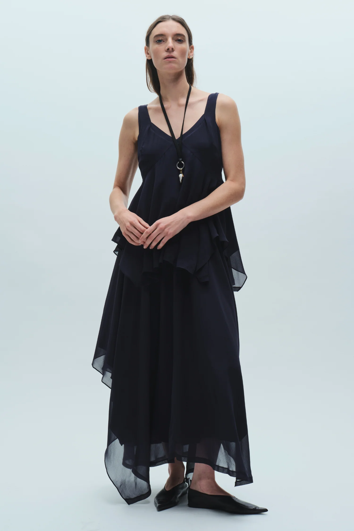 Riley Handkerchief Dress, Navy