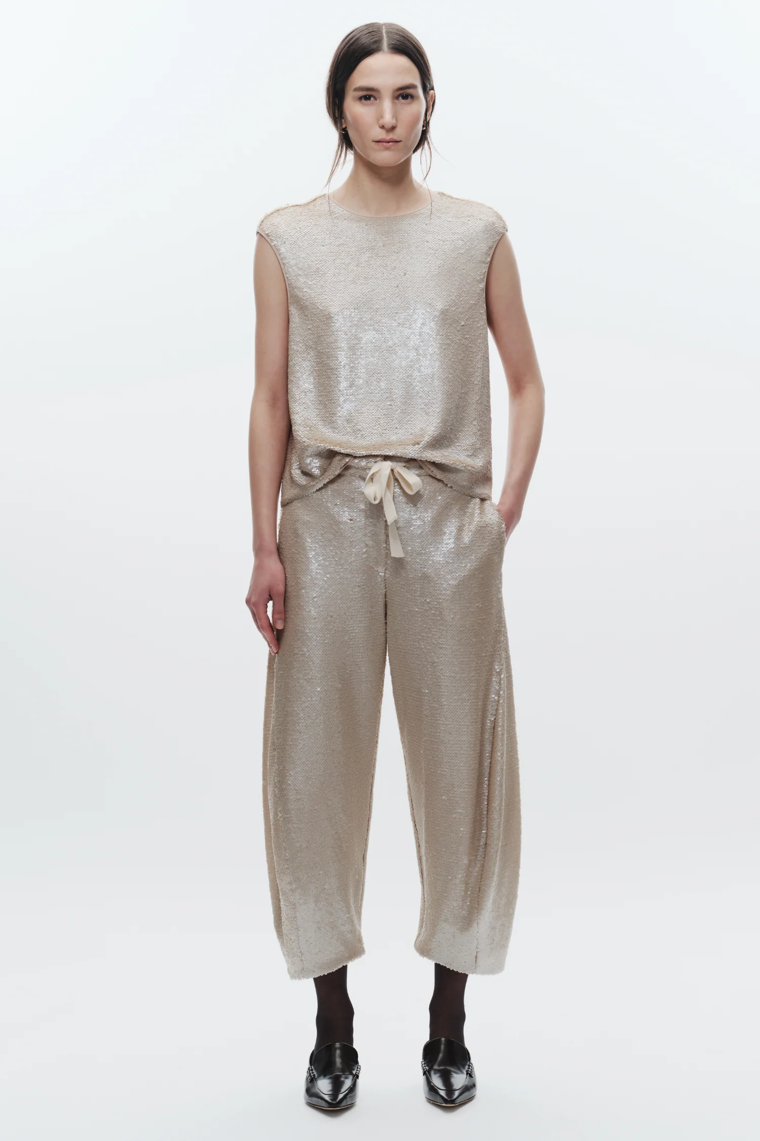 Shane Sequin Barrel Pant, Pearl