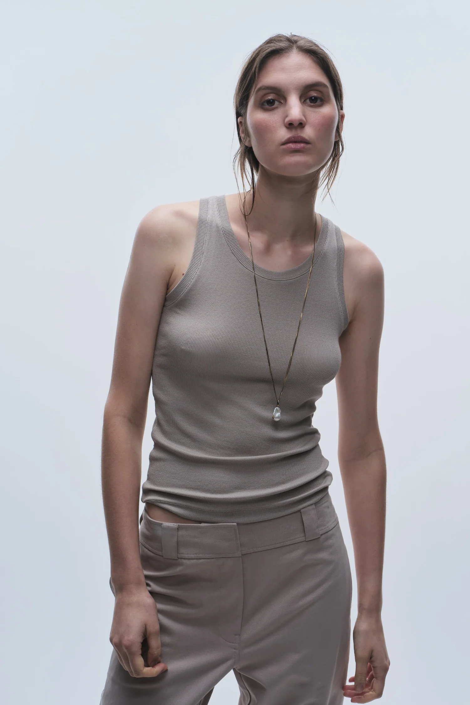 Soren Jersey Tank, Pebble