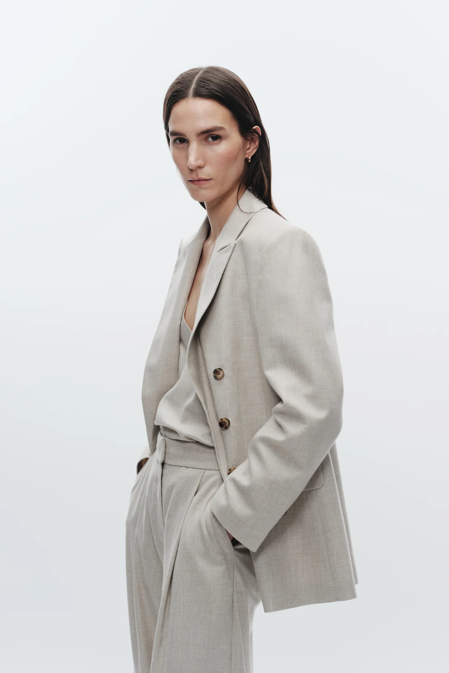 Sullivan Double-Breasted Blazer, Oatmeal