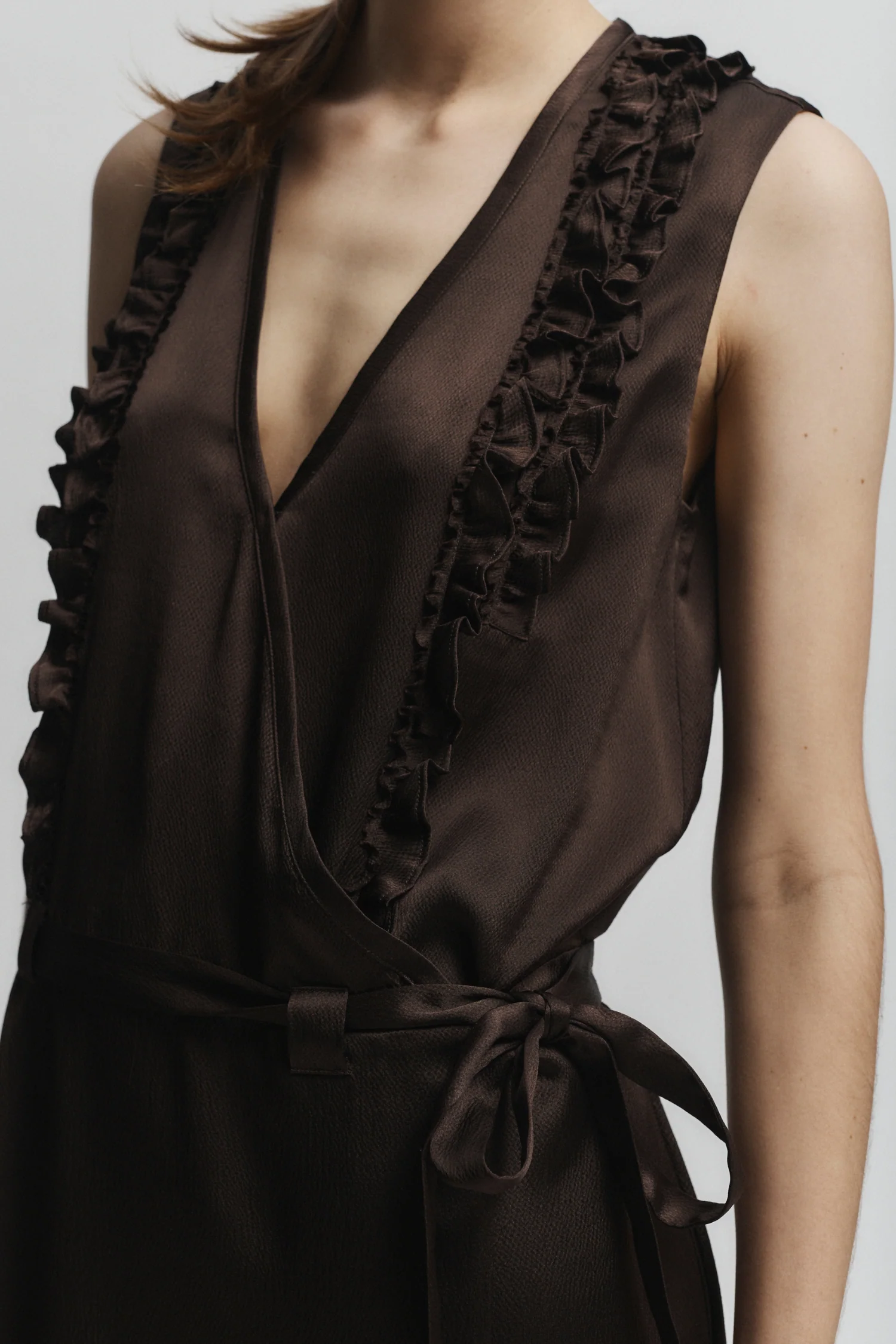 Sylas Silk Wrap Dress, Chestnut 3 Sylas Silk Wrap Dress, Chestnut