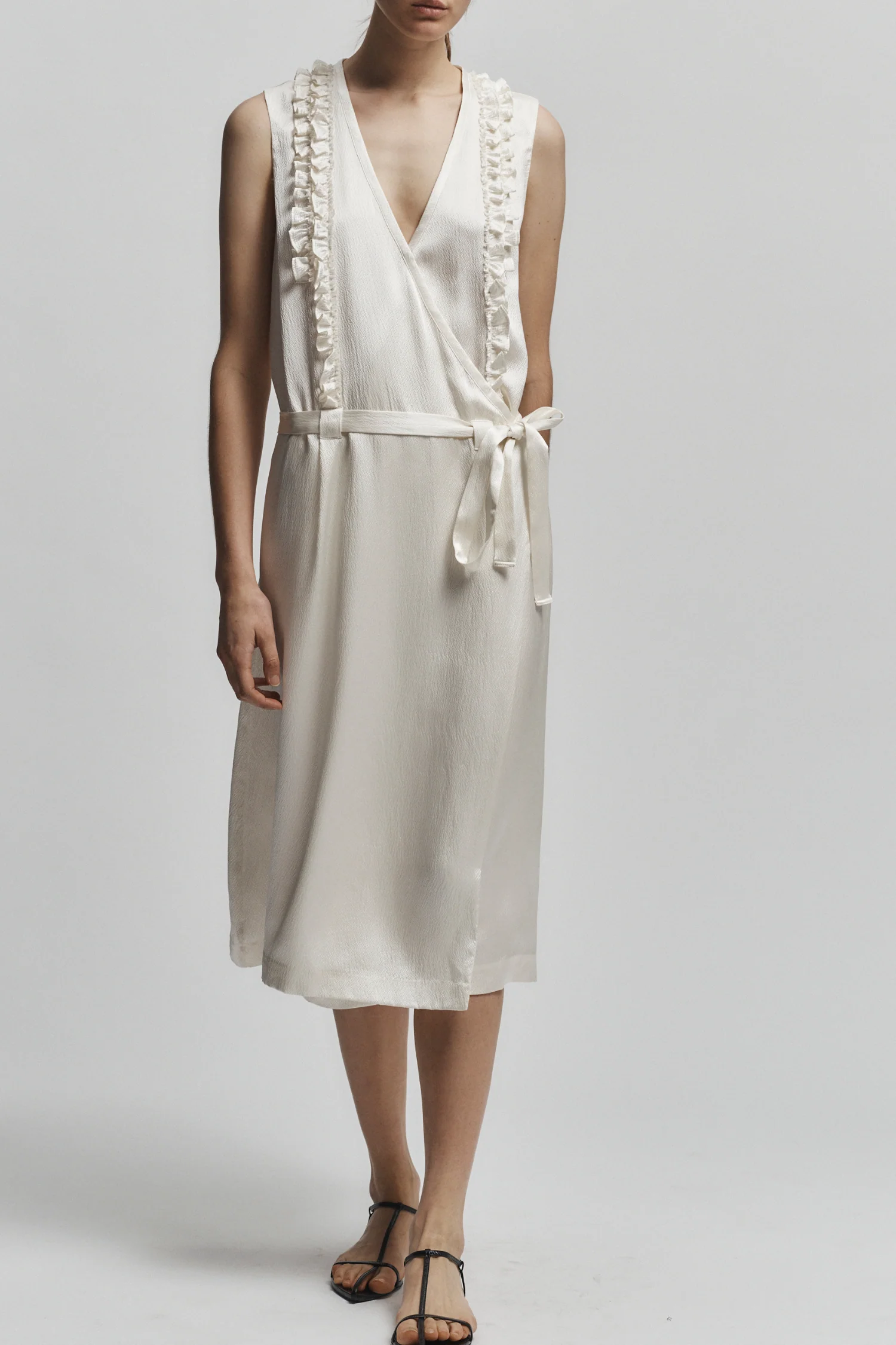 Sylas Silk Wrap Dress, Ivory