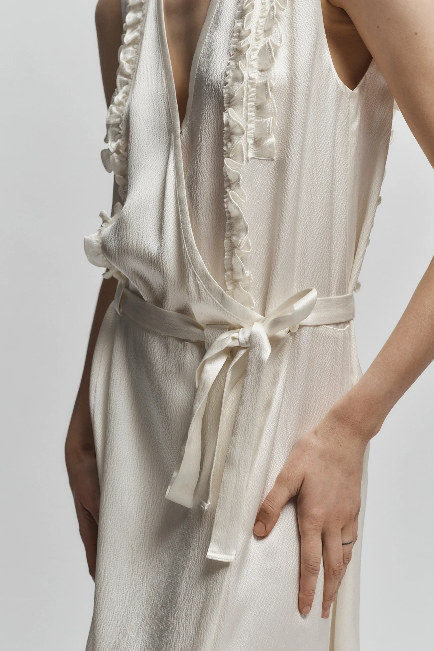 Sylas Silk Wrap Dress, Ivory 3 Sylas Silk Wrap Dress, Ivory