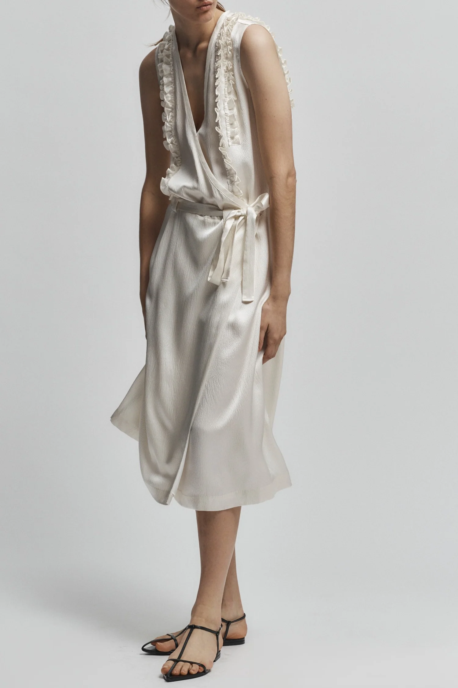 Sylas Silk Wrap Dress, Ivory 4 Sylas Silk Wrap Dress, Ivory