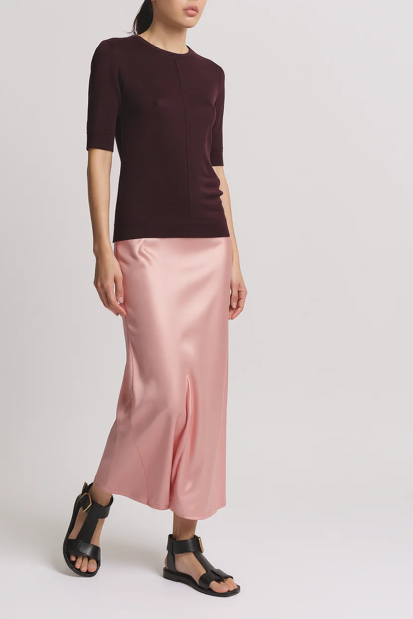 Talia Charmeuse Maxi Skirt, Petal