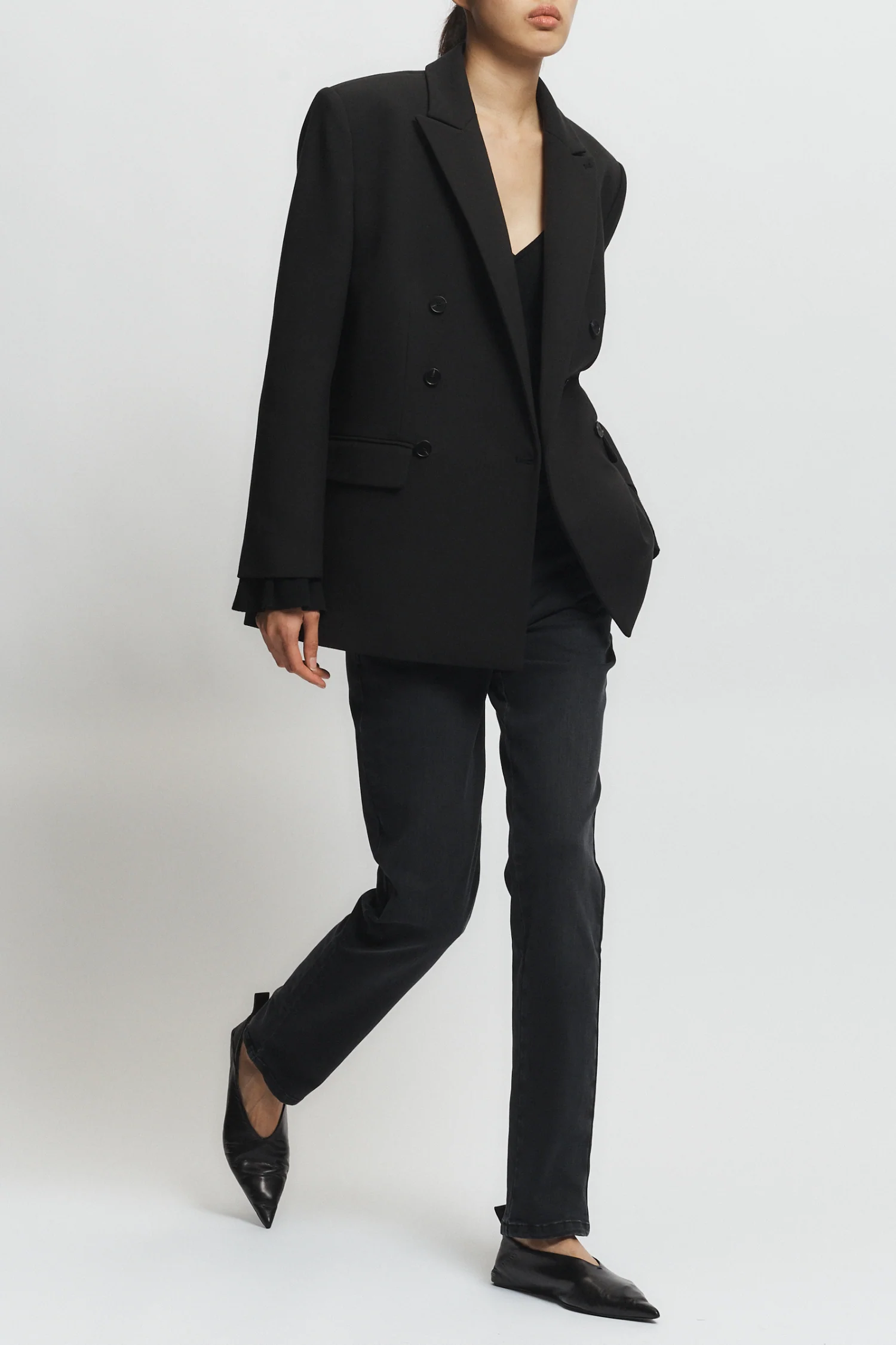 Tanner Double-Breasted Blazer, Black