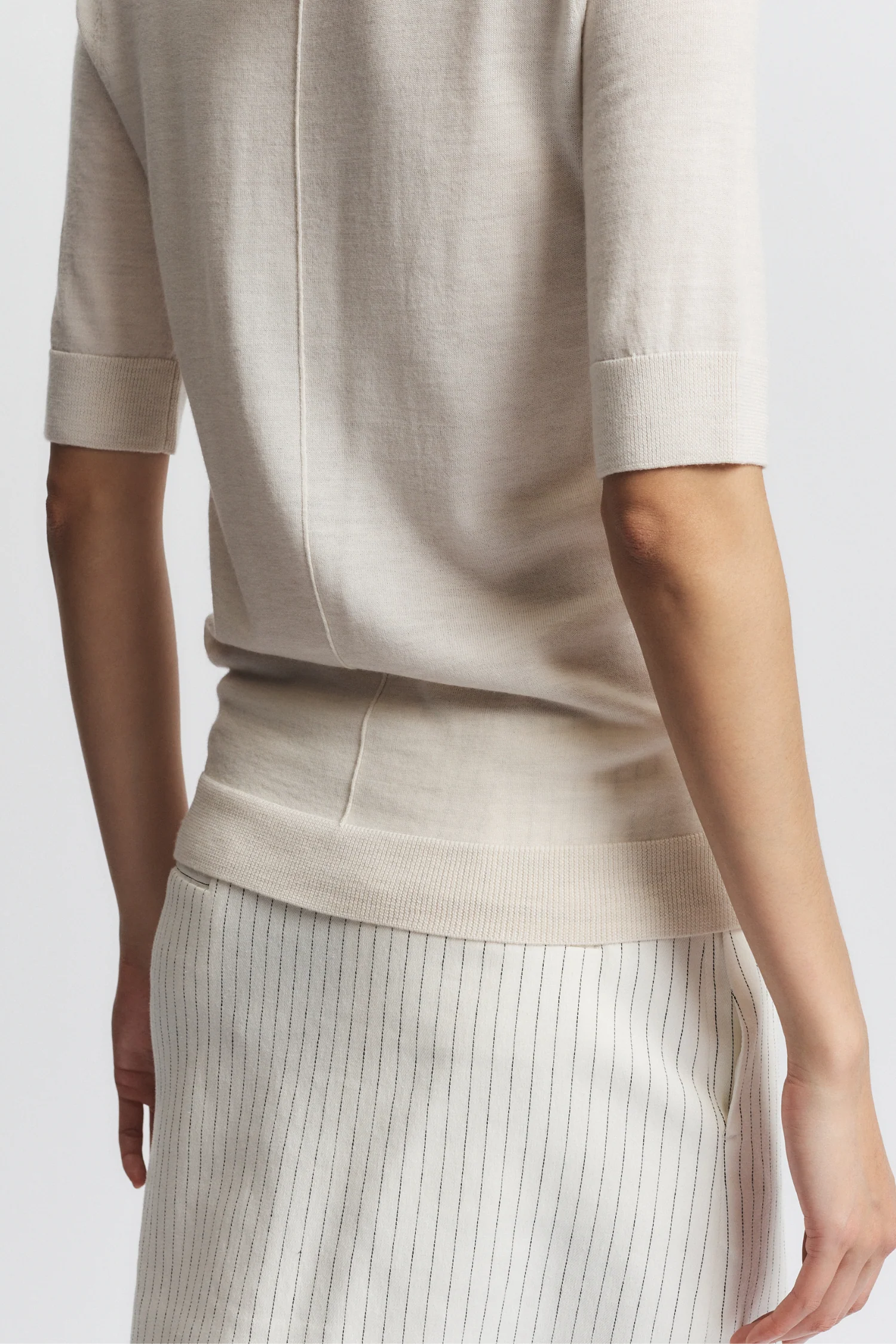 Thea Mini Skirt, Ivory Pinstripe 3 Thea Mini Skirt, Ivory Pinstripe