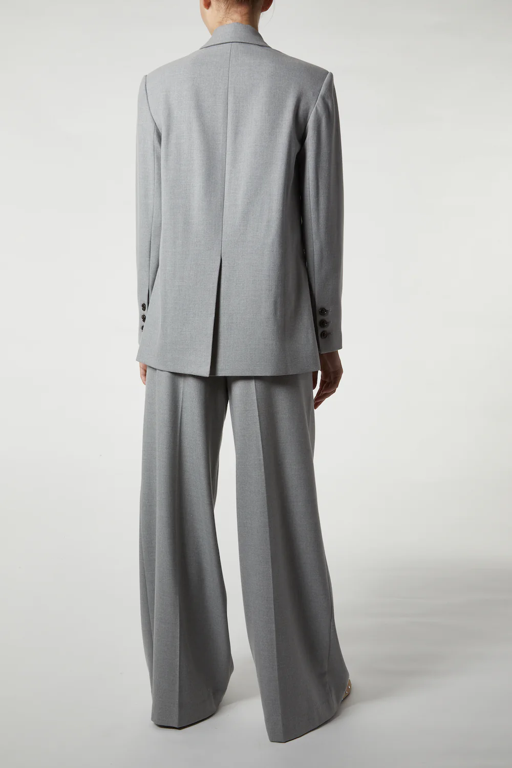 Tiffany Mid-Waisted Wideleg Trouser, Light Grey