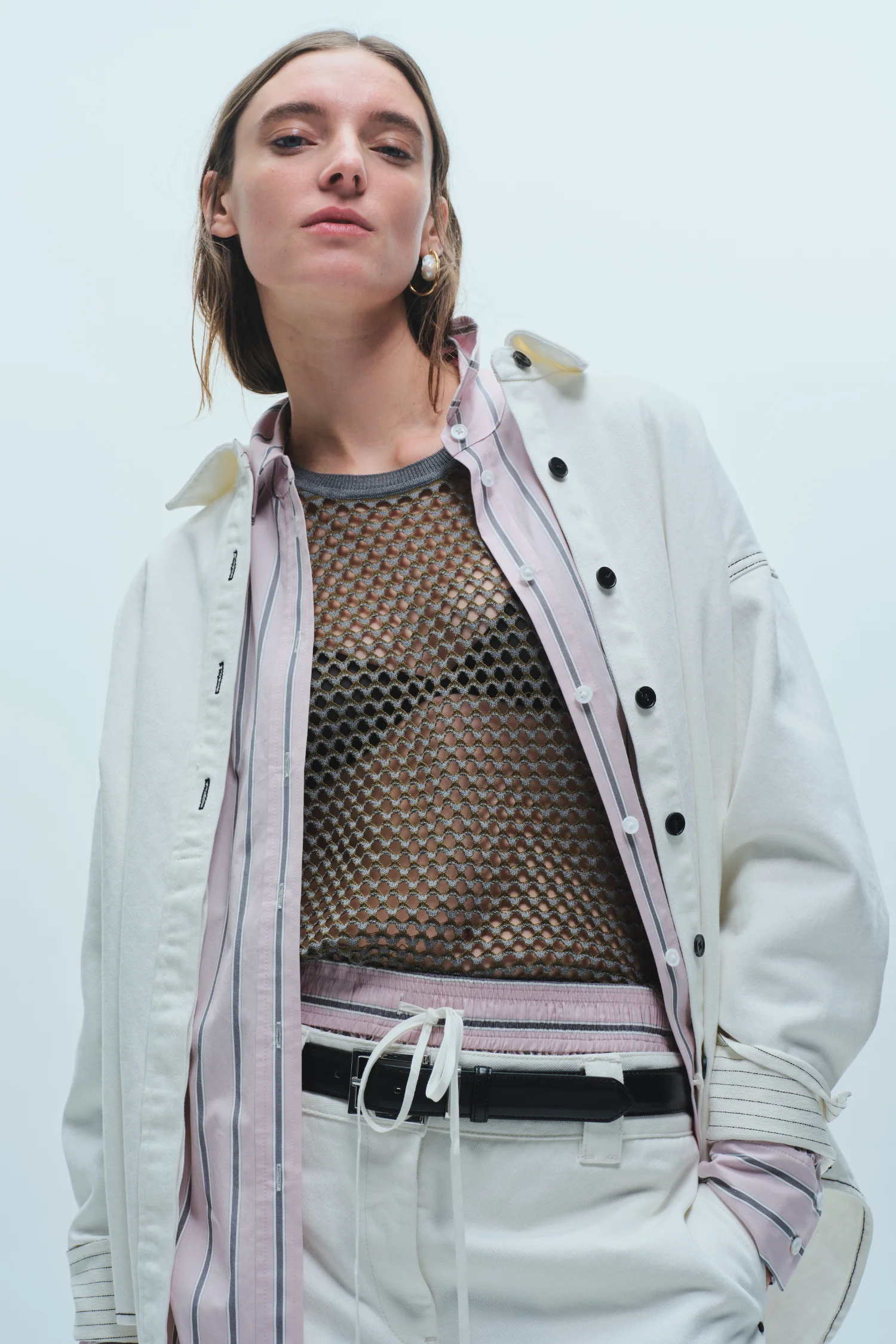 Laurel Open Weave Top, Olive/Grey