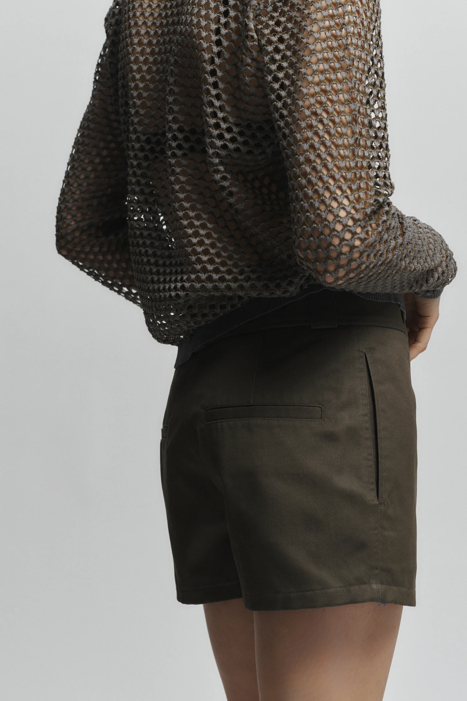 Laurel Open Weave Top, Olive/Grey 5 Laurel Open Weave Top, Olive/Grey