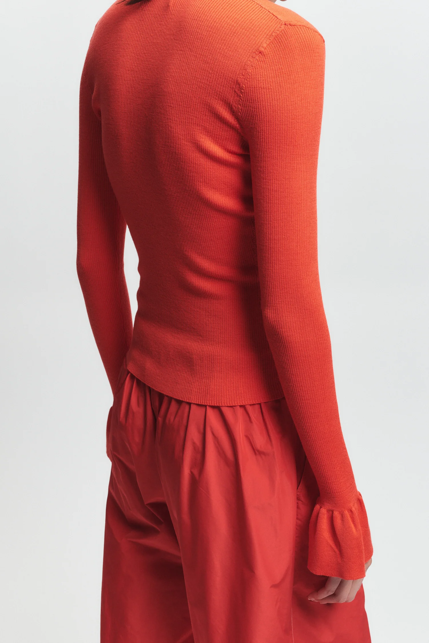 Watson Ruffle Knit Sweater, Grenadine