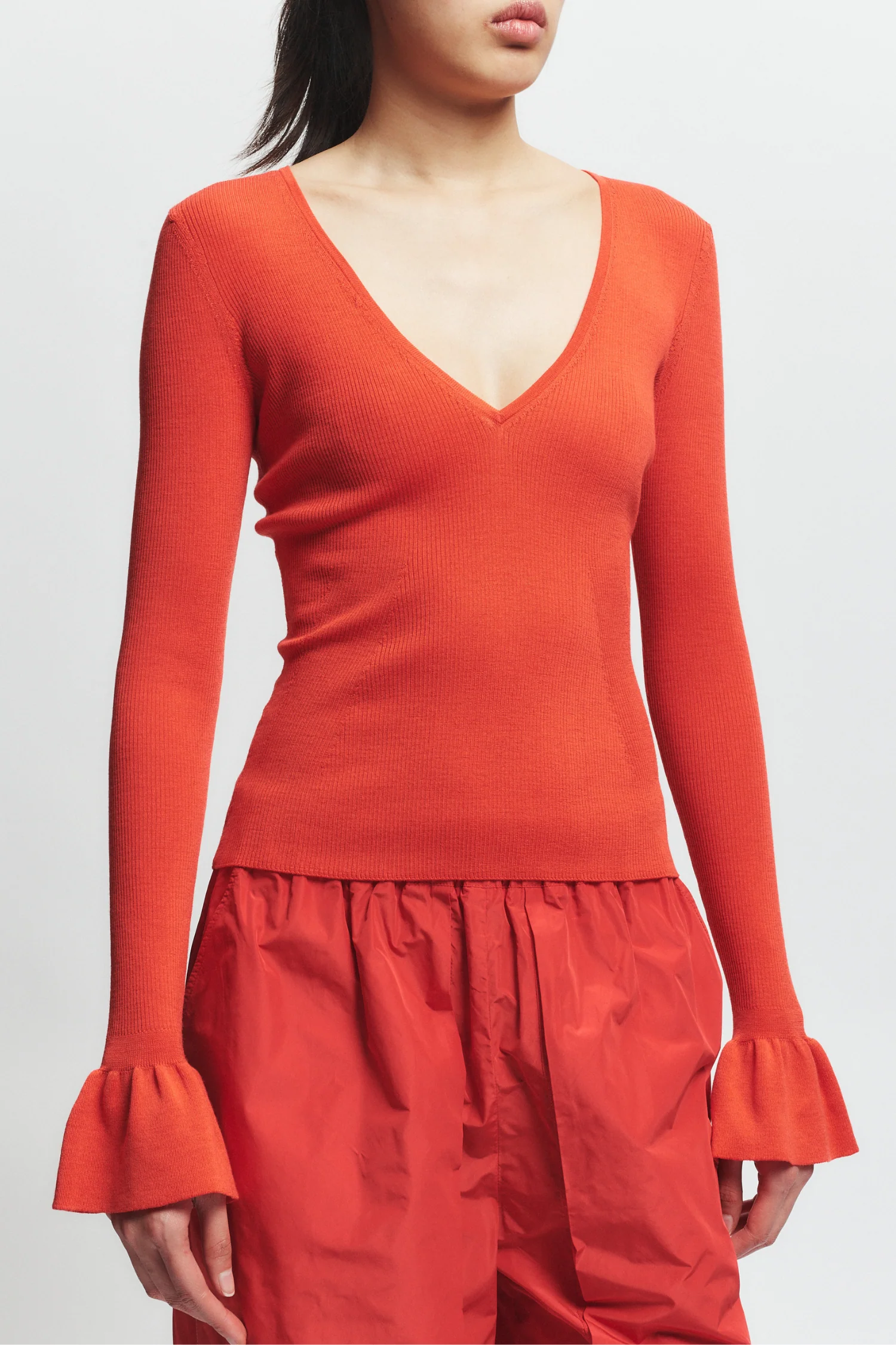 Watson Ruffle Knit Sweater, Grenadine 3 Watson Ruffle Knit Sweater, Grenadine