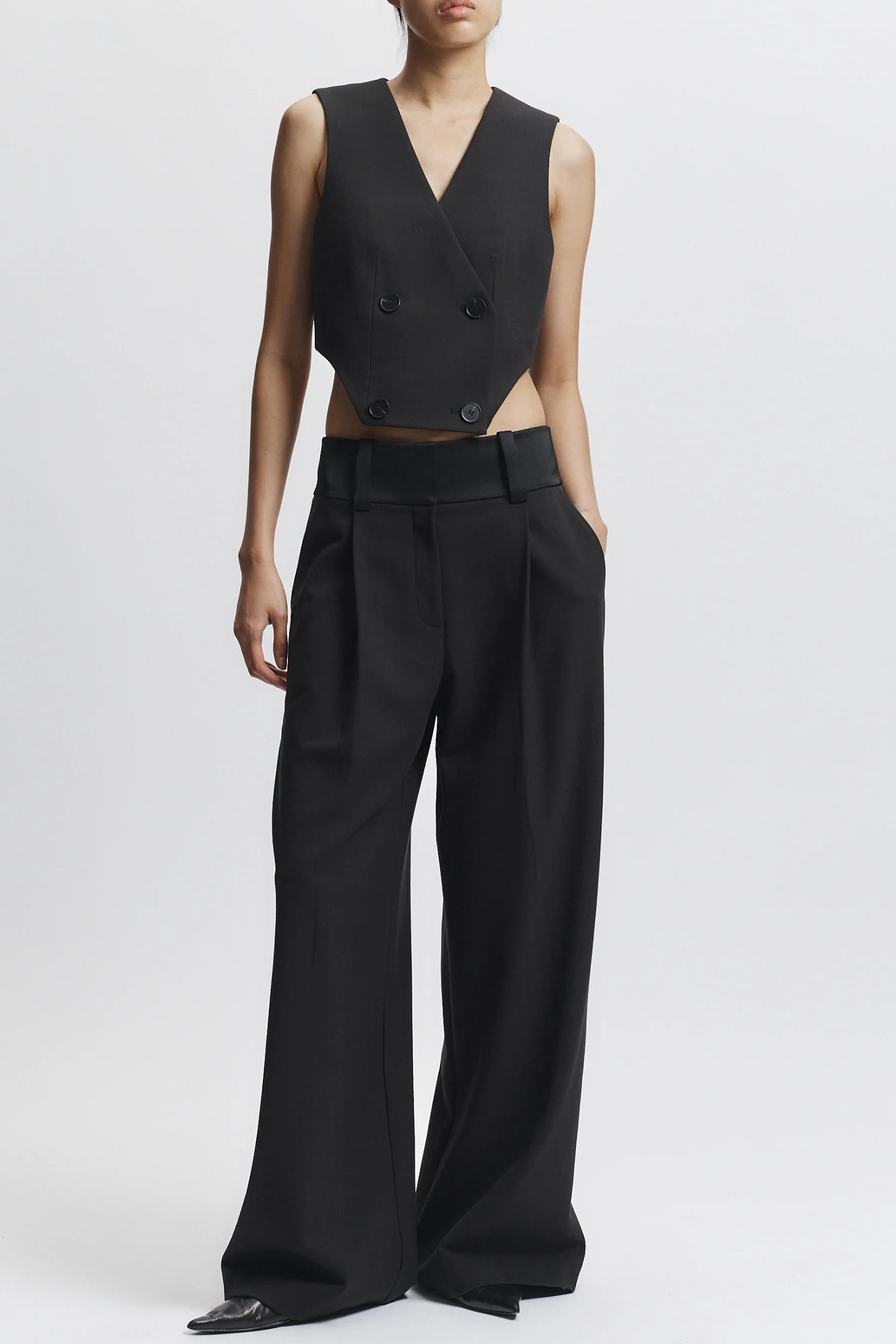 Wes Double Breasted Vest, Black 3 Wes Double Breasted Vest, Black