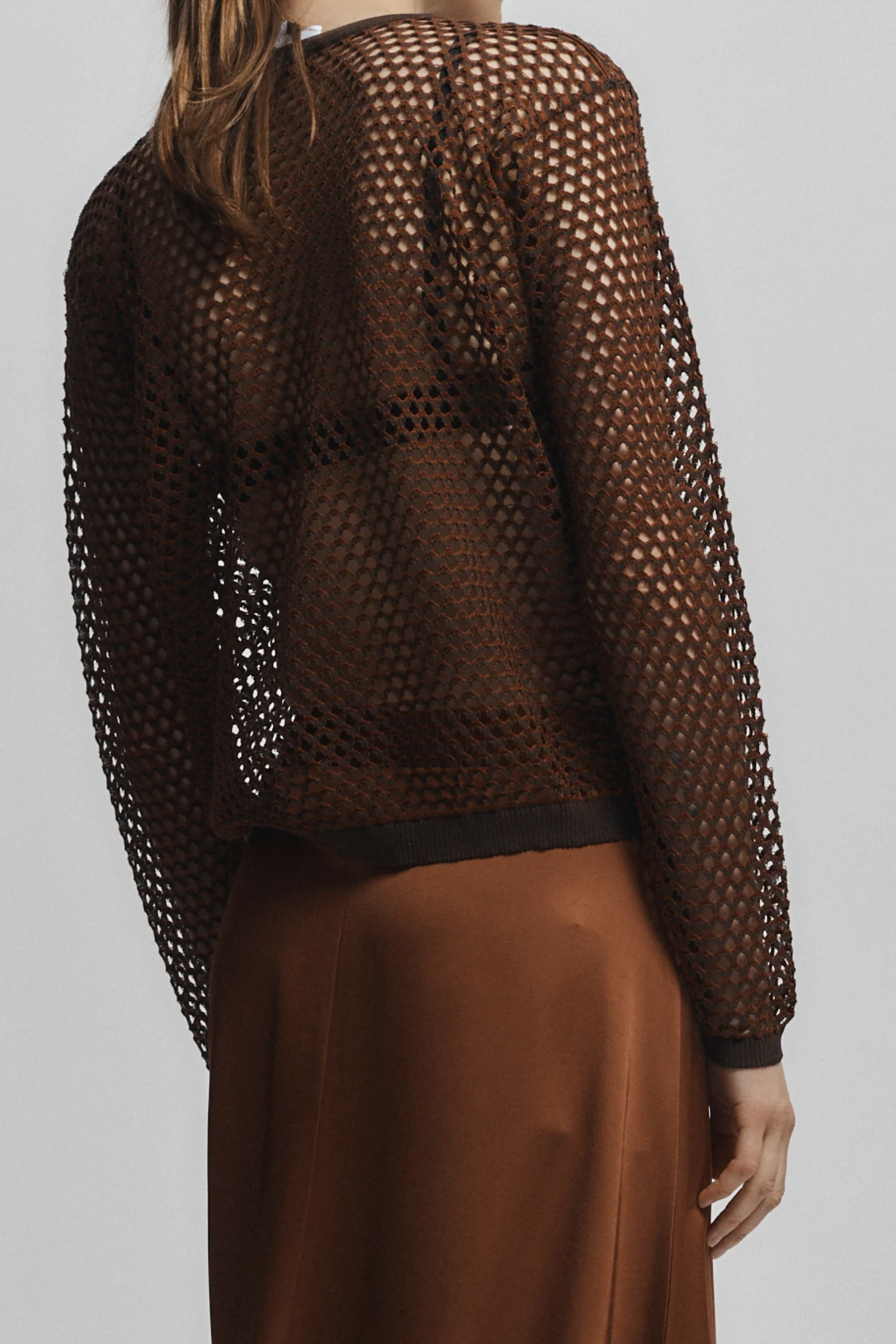 Laurel Open Weave Top, Brown/Ginger 4 Laurel Open Weave Top, Brown/Ginger