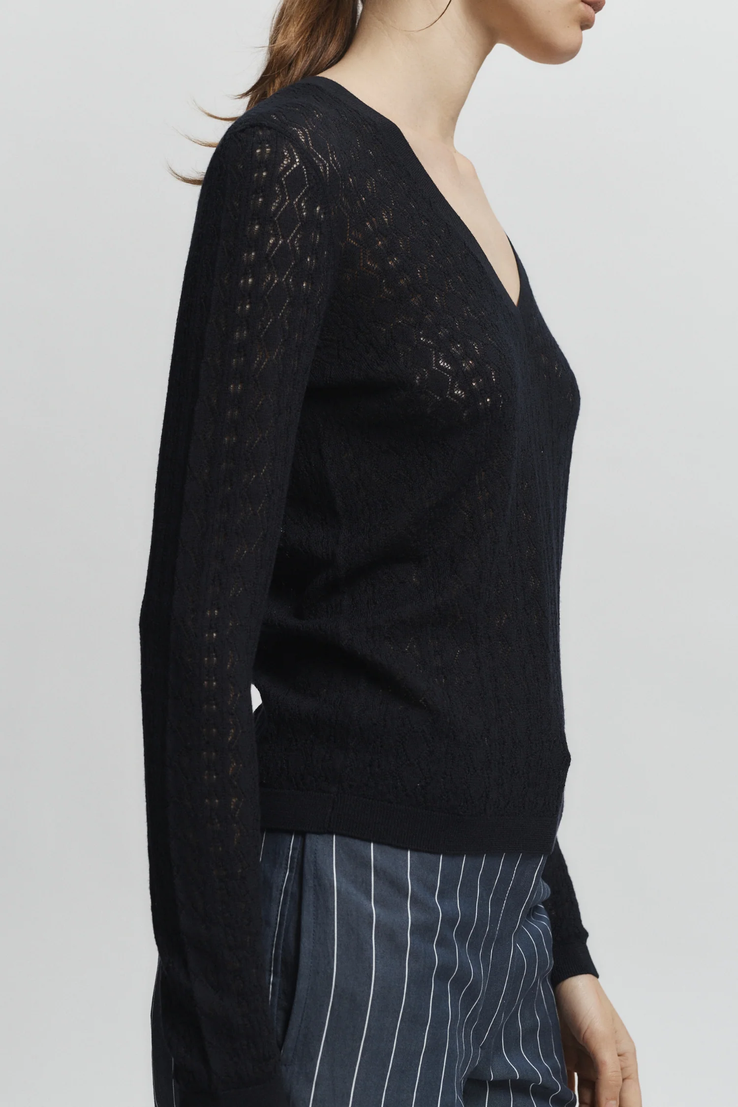 Wren Pointelle Knit, Navy