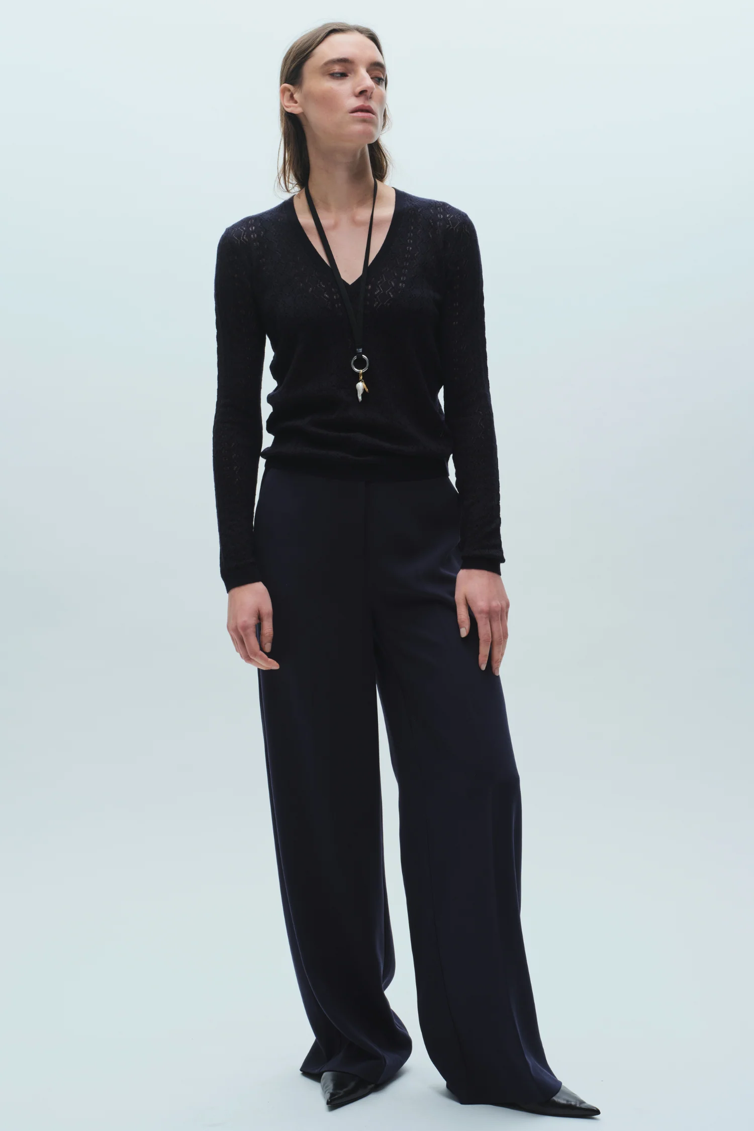 Wren Pointelle Knit, Navy 5 Wren Pointelle Knit, Navy