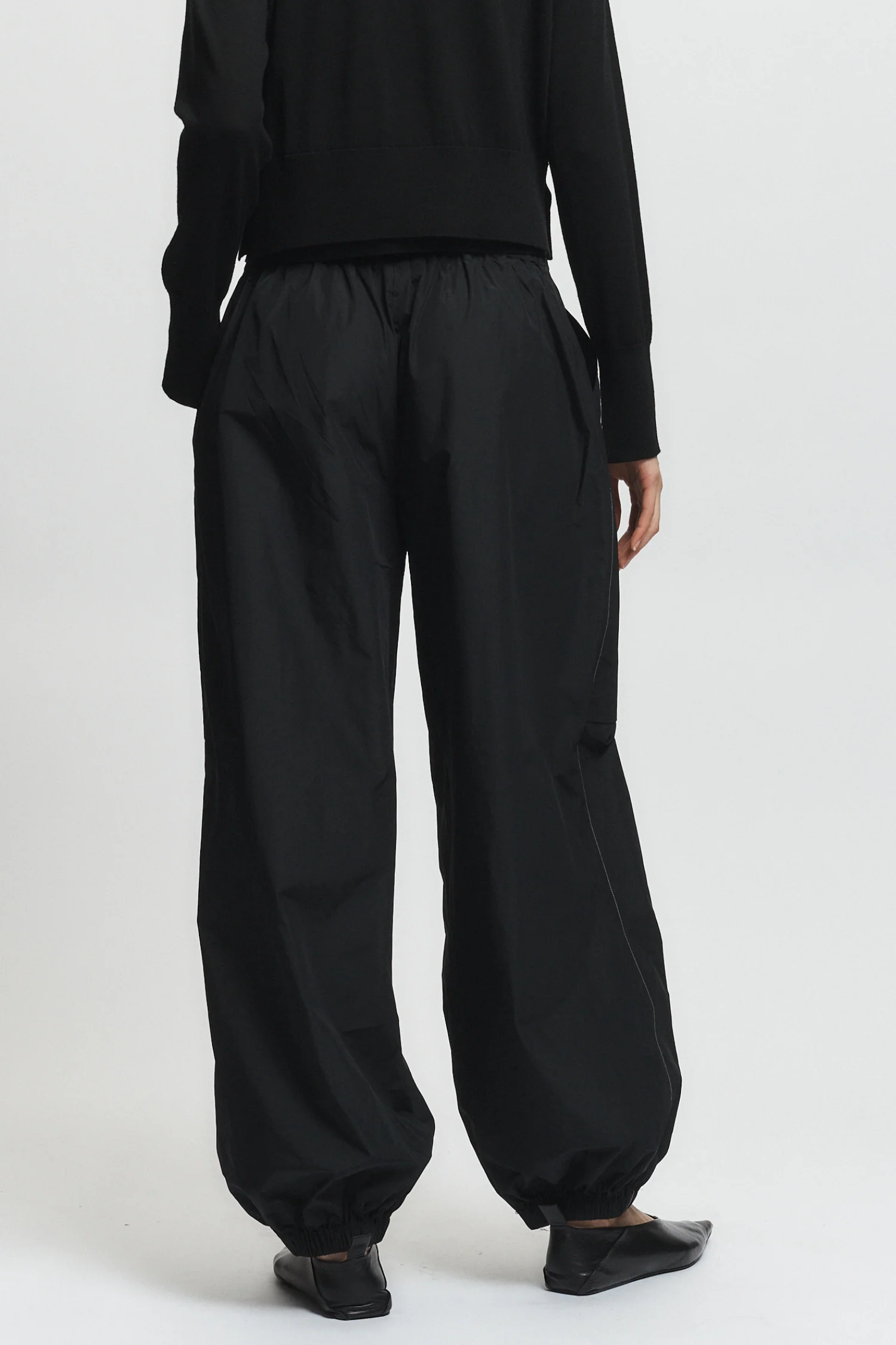 Clyde Oversized Taffeta Pant, Black