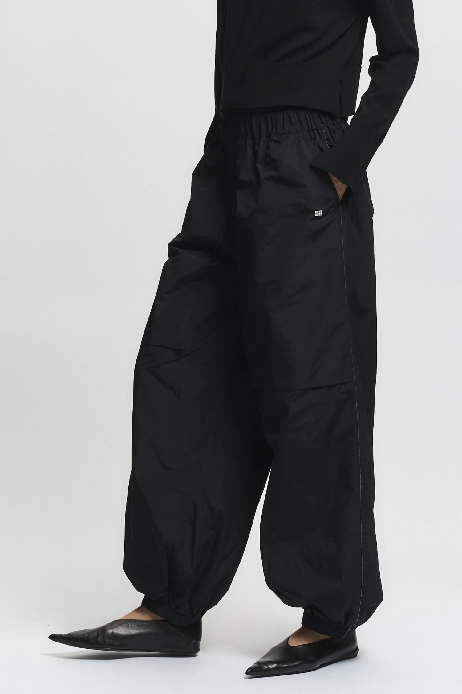 Clyde Oversized Taffeta Pant, Black 3 Clyde Oversized Taffeta Pant, Black