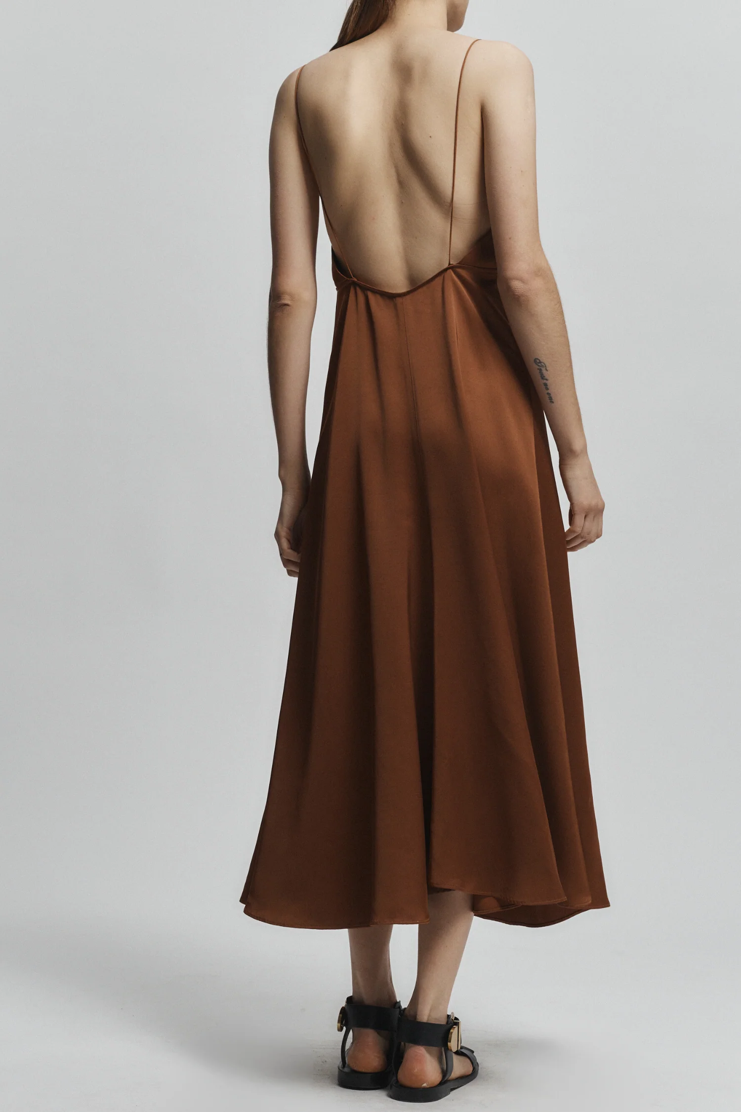 Fallon Open Back Slip Dress, Gingerbread