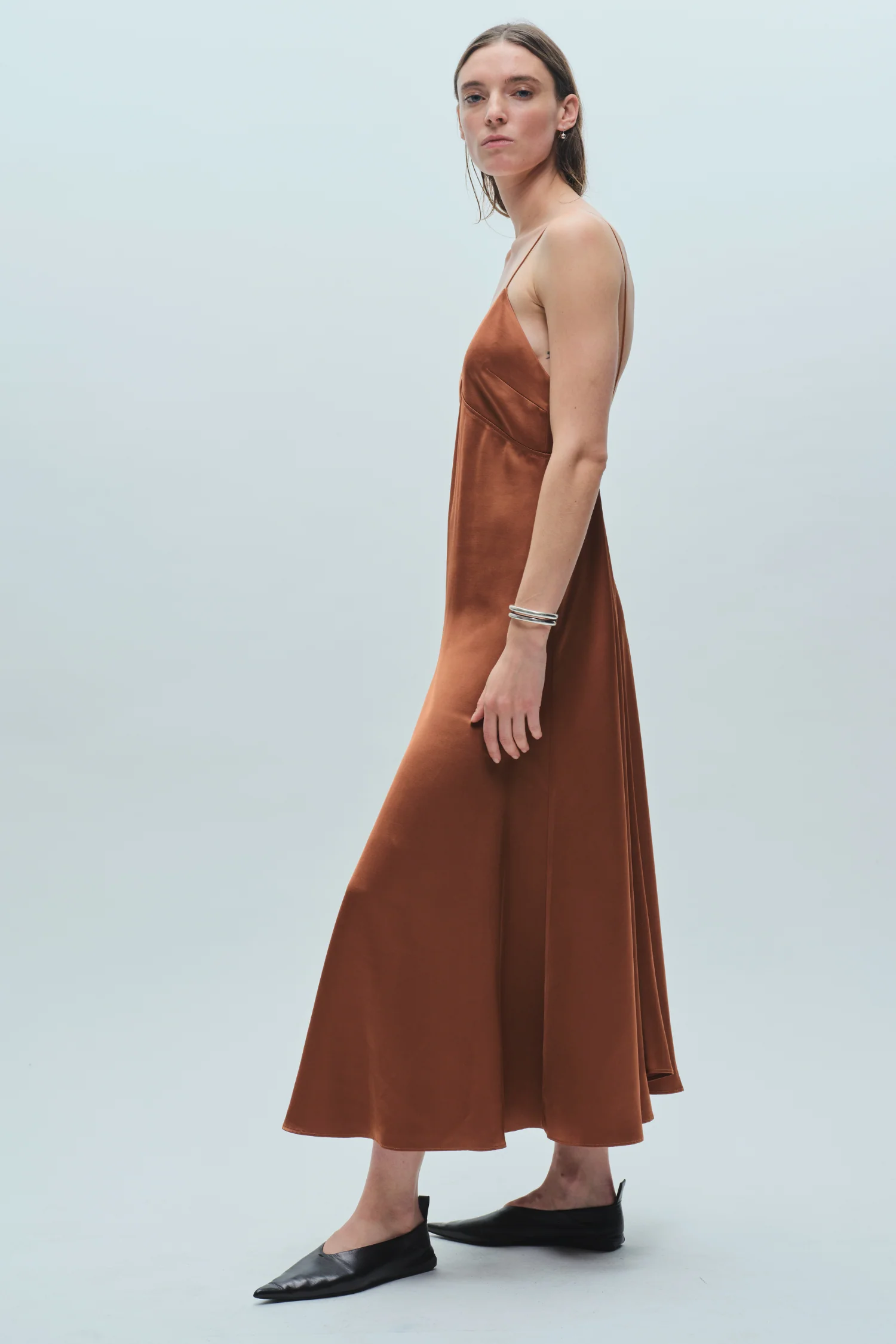 Fallon Open Back Slip Dress, Gingerbread 3 Fallon Open Back Slip Dress, Gingerbread