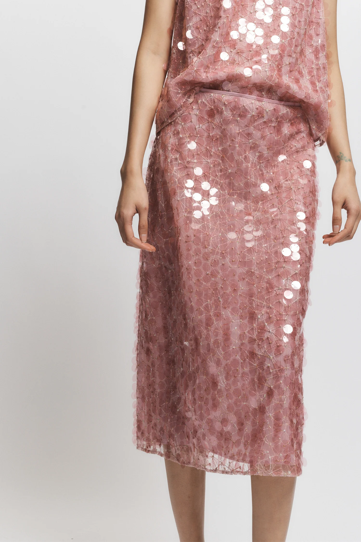 Zyon Mesh Sequin Skirt, Blush 2 Zyon Mesh Sequin Skirt, Blush