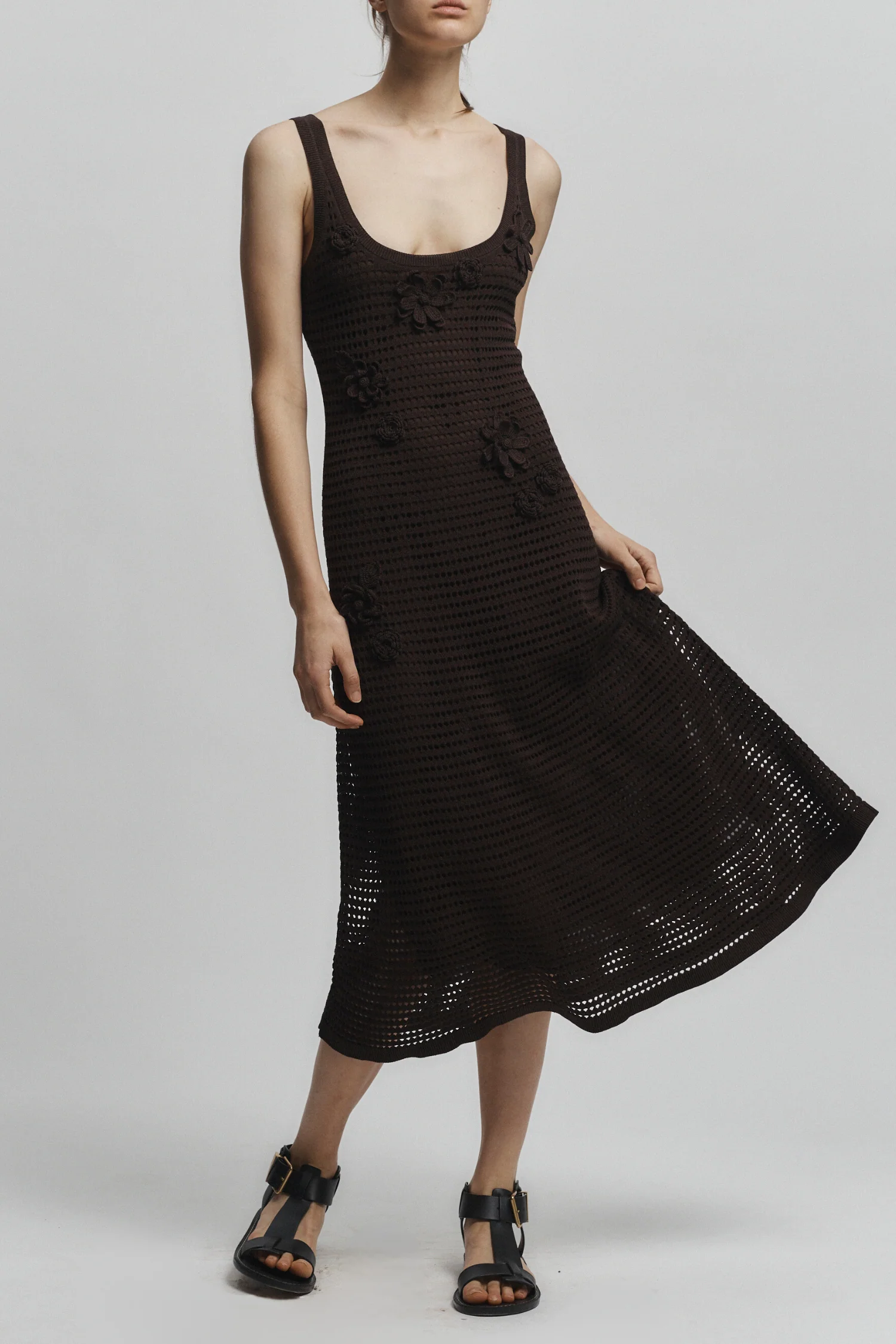 Blake Crochet Dress, Chestnut