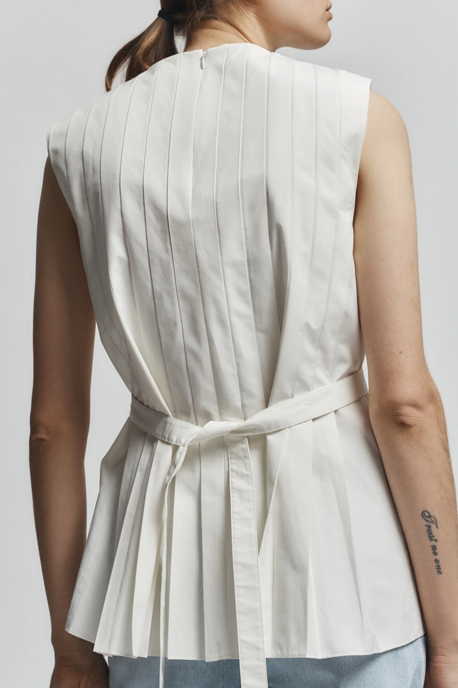 Kallie Pleated Top, White