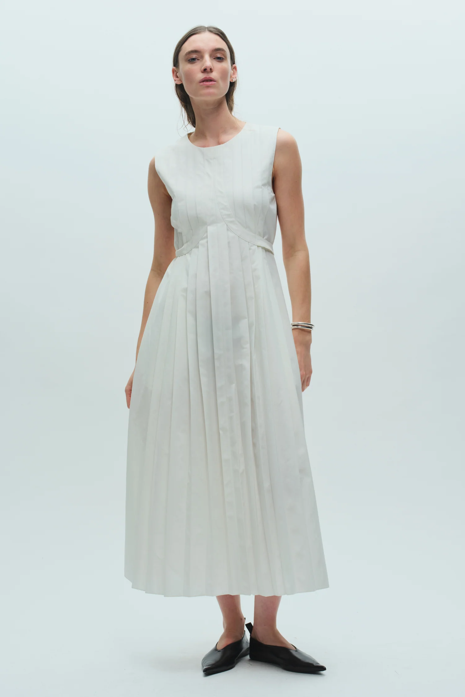 Judson Pleated Maxi Dress, White